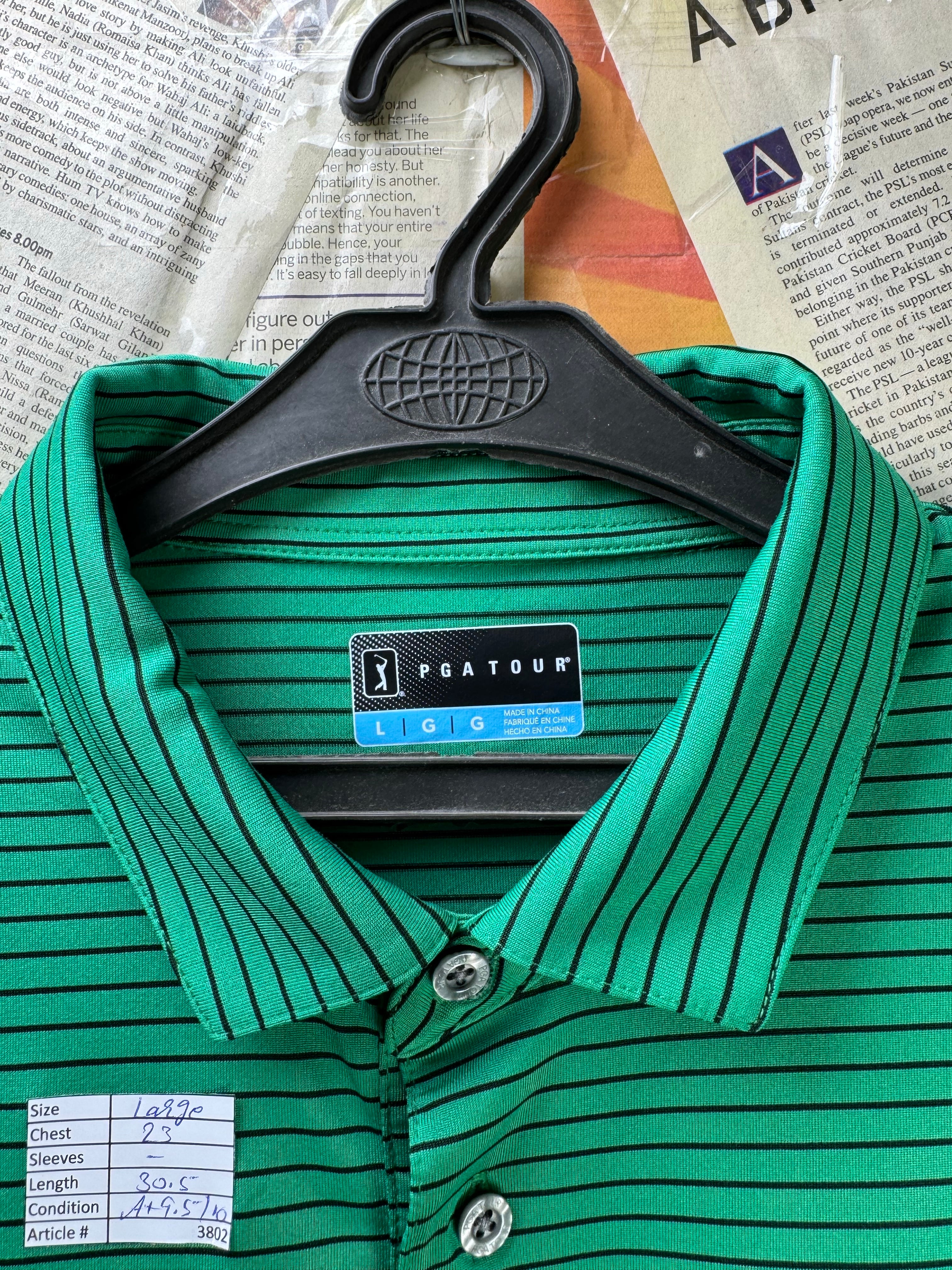 PGATour® Large | Chest: 23" | Green | Golf Polo | Poly | 3802 - Genuine Maal