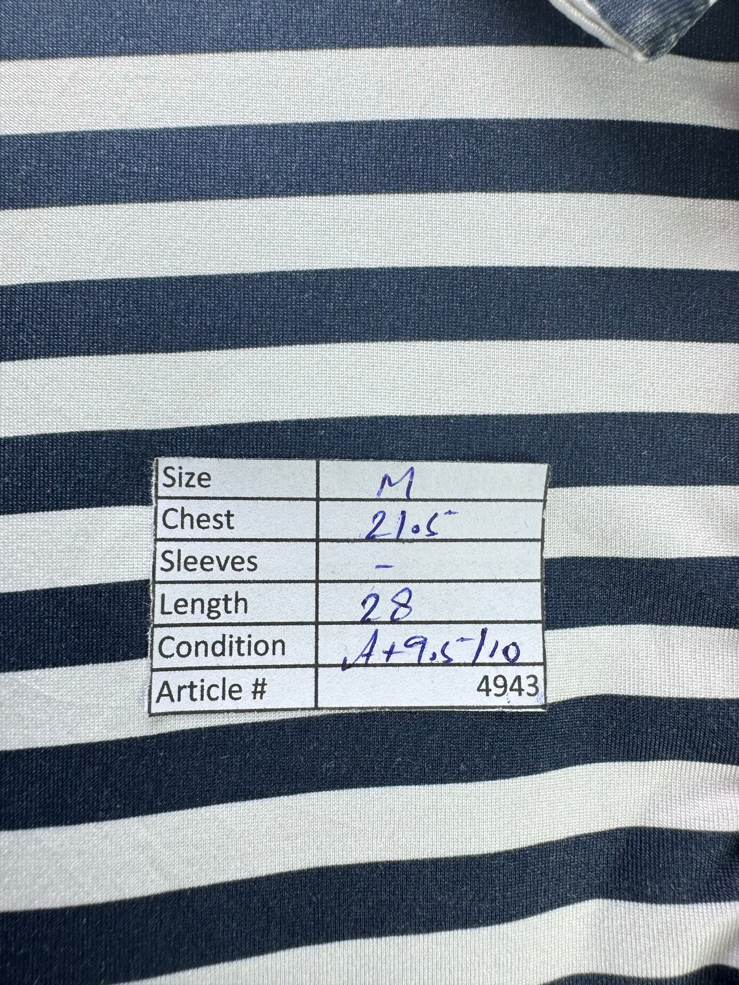 Kenneth Cole® Medium | Chest: 21.5" | B&W Stripes | Golf Polo | Poly-Spandex | 4943