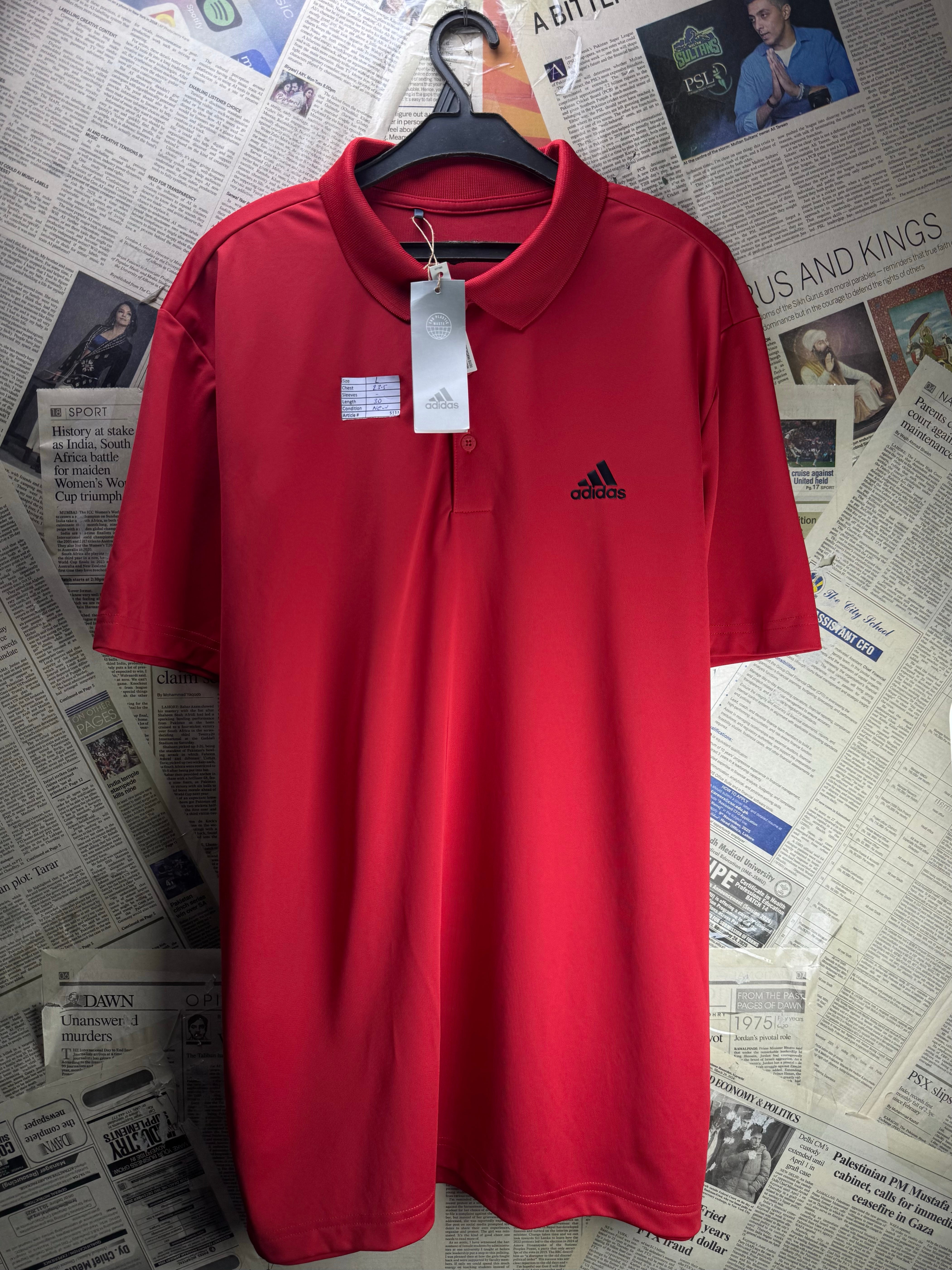 Adi*as® Large | Chest: 23.5" | Red | Golf Polo | Polyester | 5133