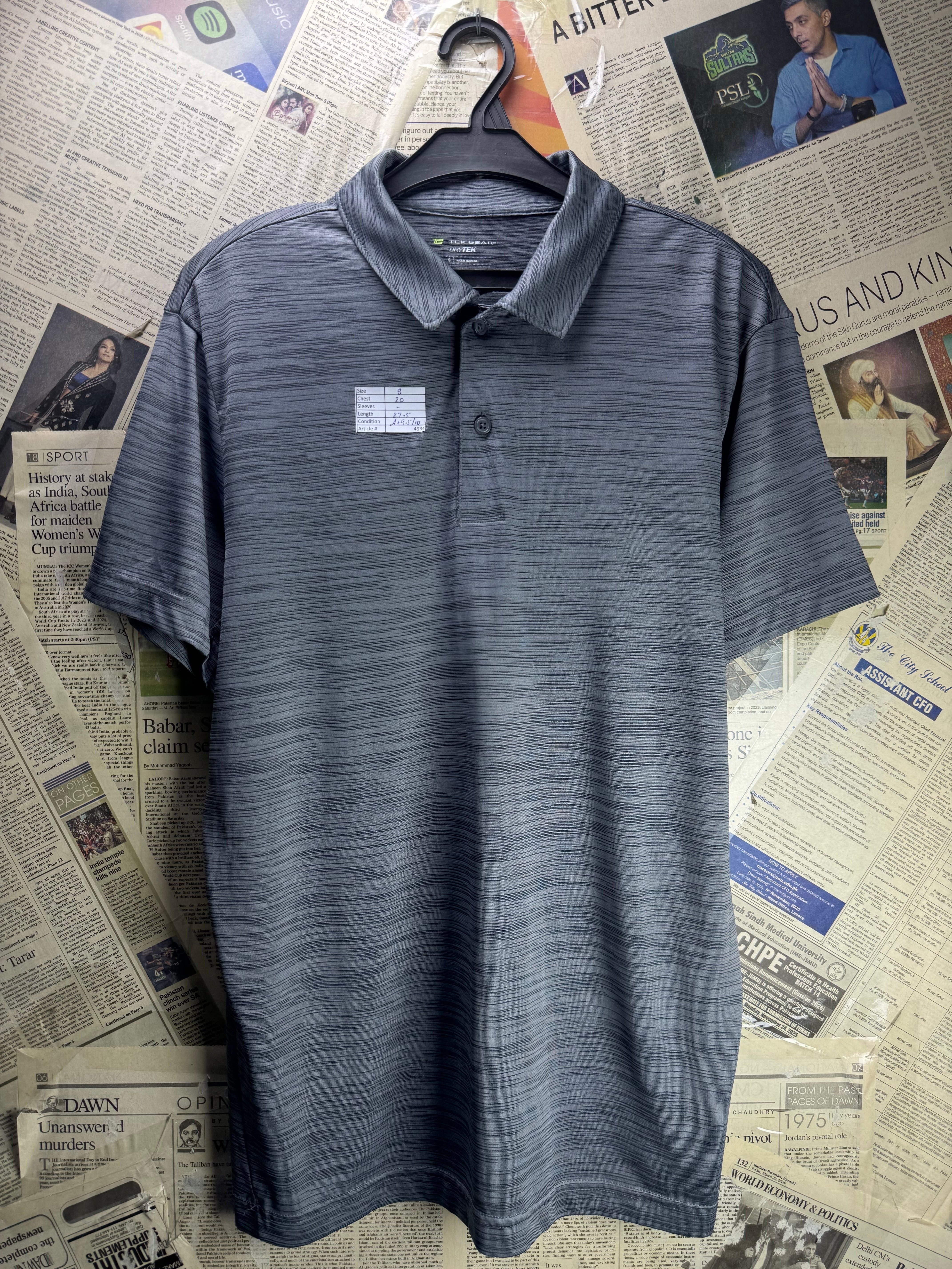 Tek Gear® Small | Chest: 20" | Grey | Golf Polo | Polyester | 4934