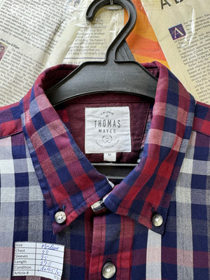 TM LEWIN® Medium | Chest: 22" | Multicolor Plaid | Shirt | Cotton | 3781 - Genuine Maal
