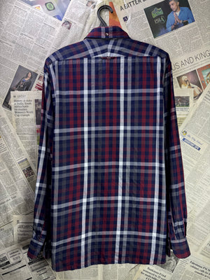 TM LEWIN® Medium | Chest: 22" | Multicolor Plaid | Shirt | Cotton | 3781 - Genuine Maal