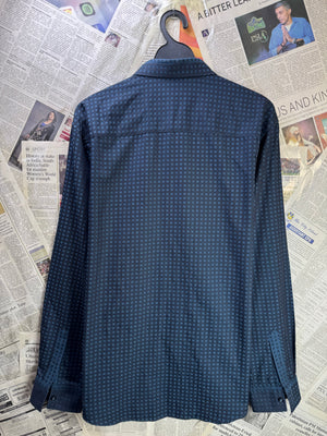 Debenhams® Large | Chest: 23.5" | Blue & Black Pattern | Shirt | Poly - Cotton | 3784 - Genuine Maal