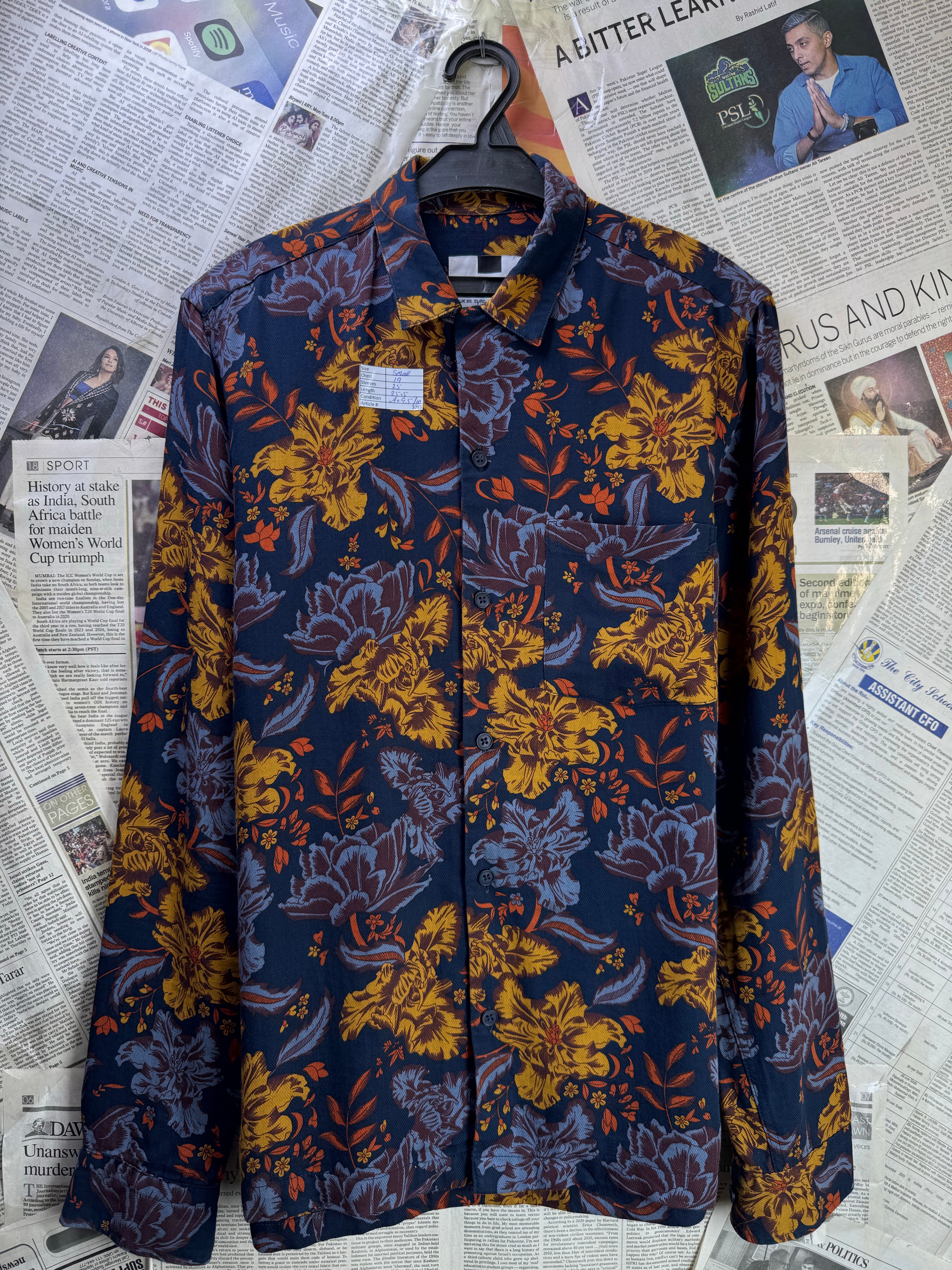 Topman® Small | Chest: 19" | Floral | Shirt | Tencel - Cotton | 3785 - Genuine Maal