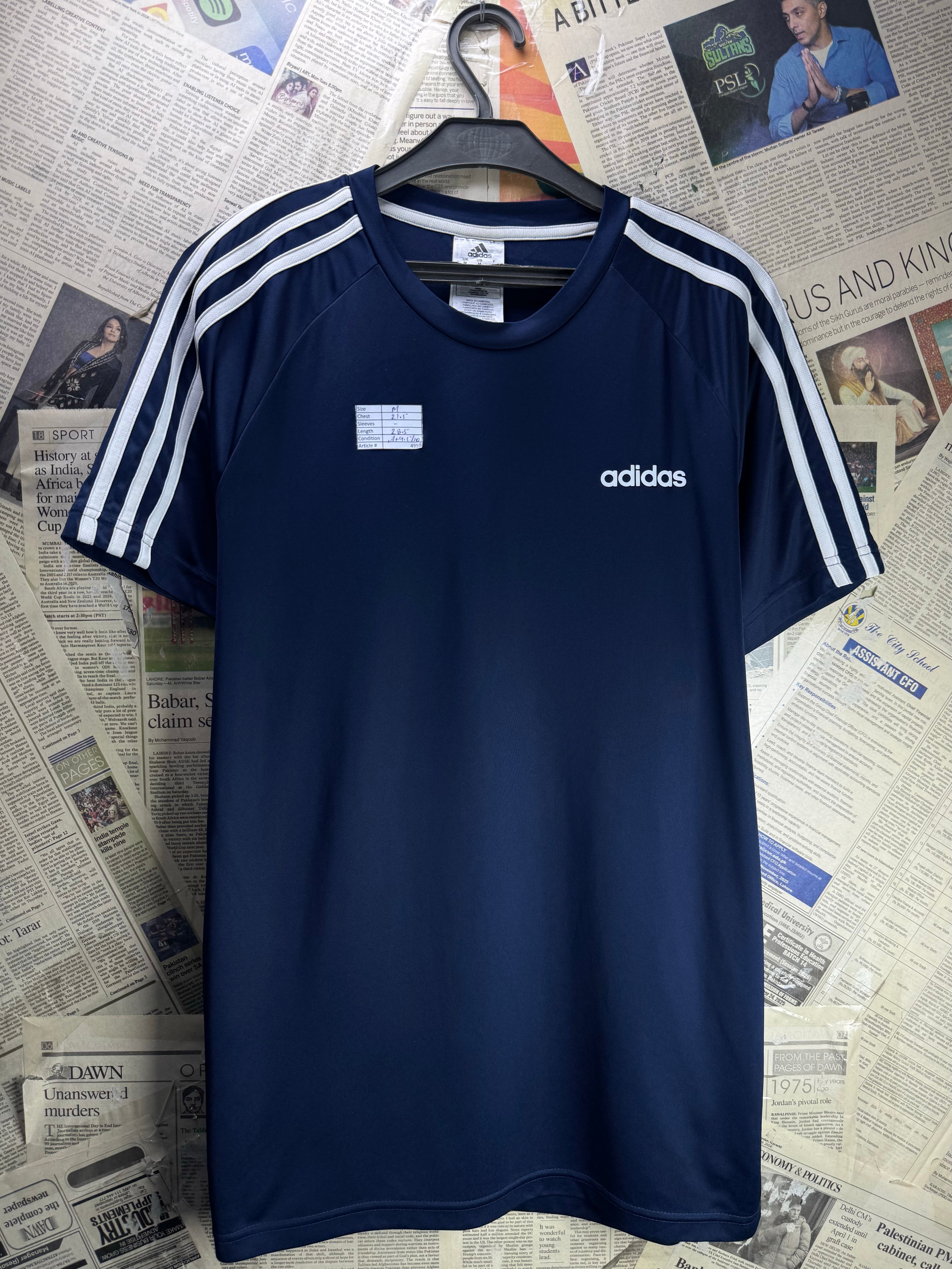 Adi*as® Medium | Chest: 21.5" | Blue | Sports T-Shirt | Polyester | 4959