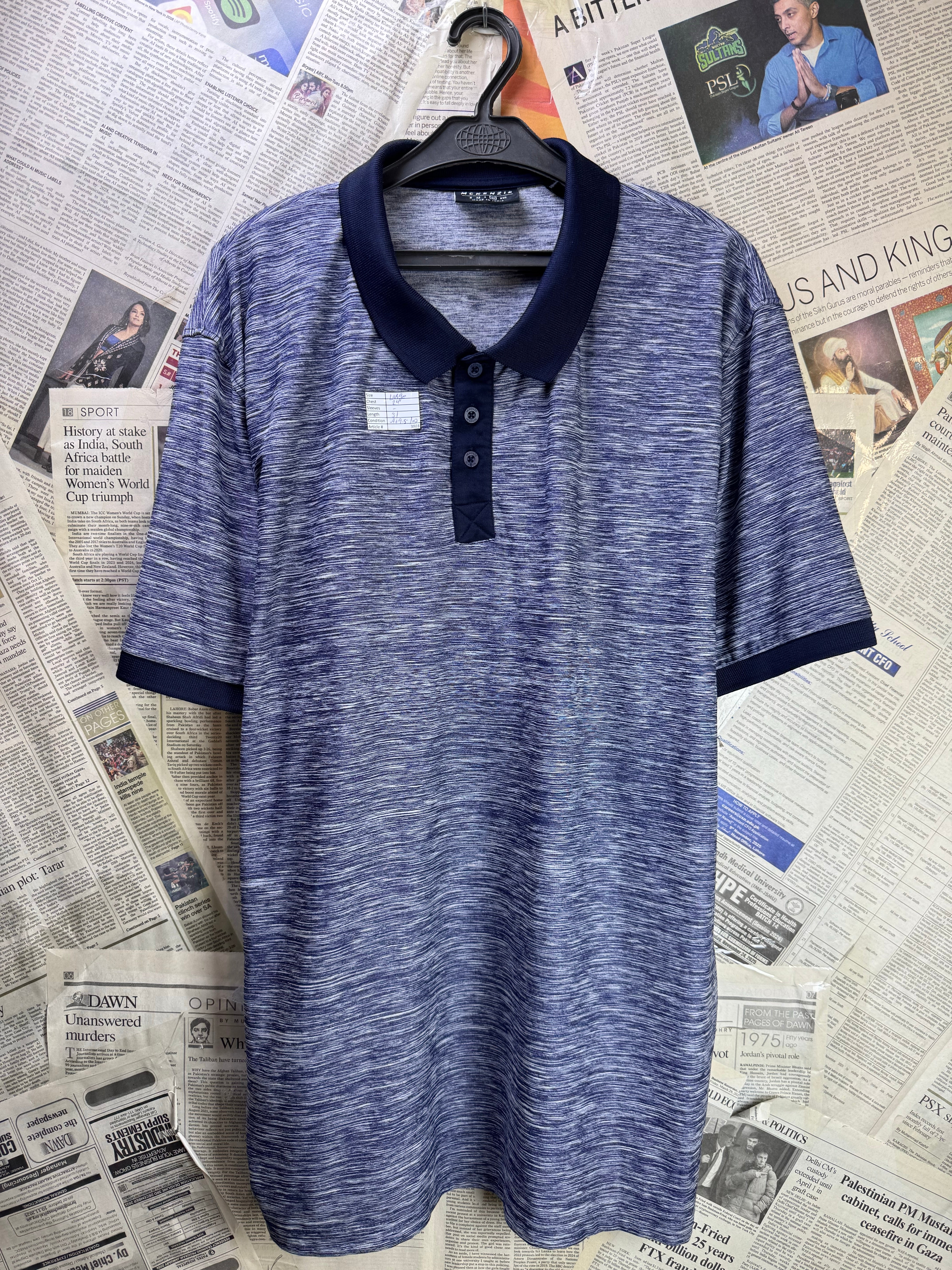 Mckenzie® Large | Chest: 24" | Blue Heather | Performance Polo | Poly - Elastane | 3803 - Genuine Maal