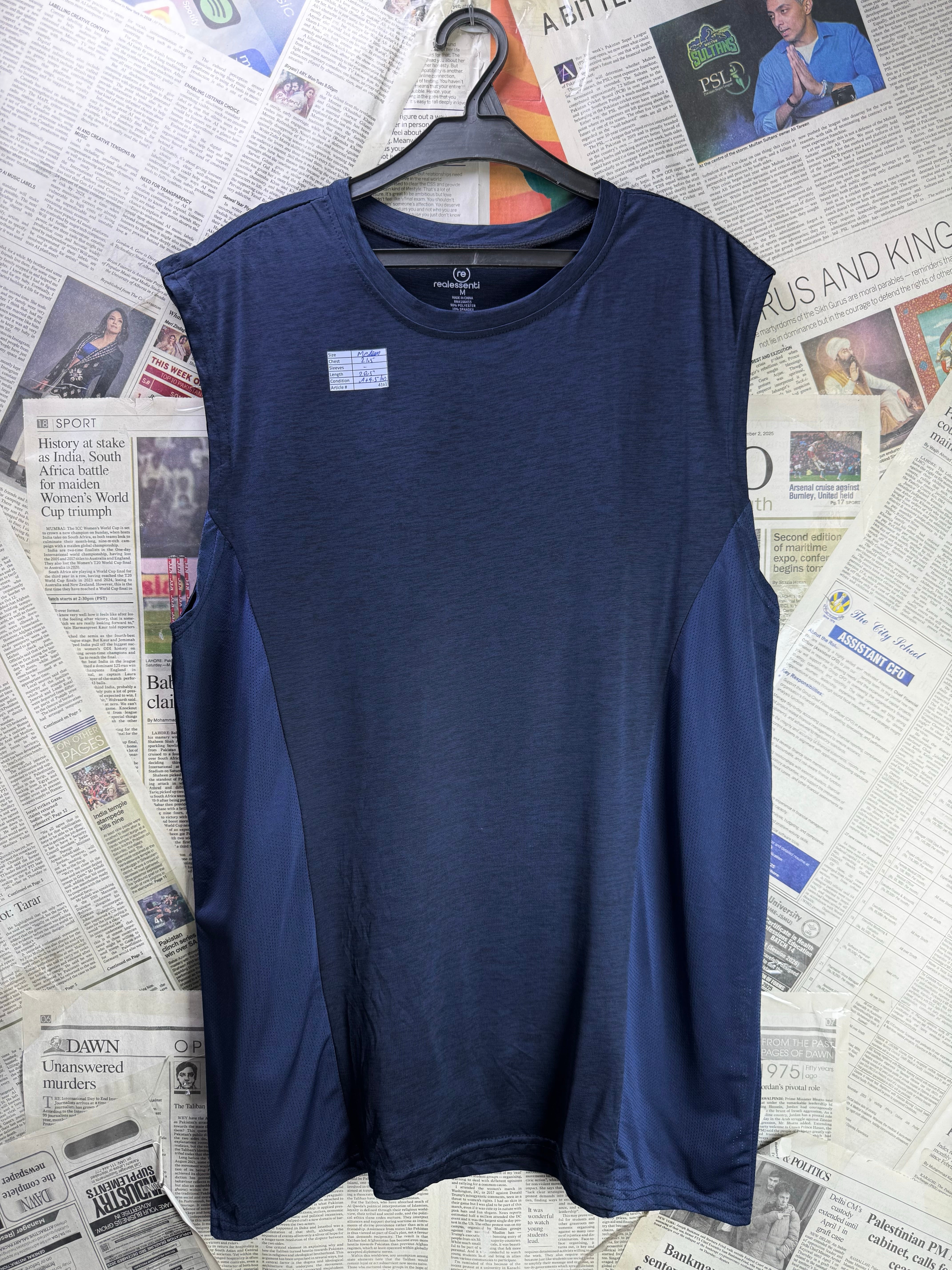 Realessenti® Medium | Chest: 21.5" | Space Blue | Gym Tango | Poly - Spandex | 4161 - Genuine Maal