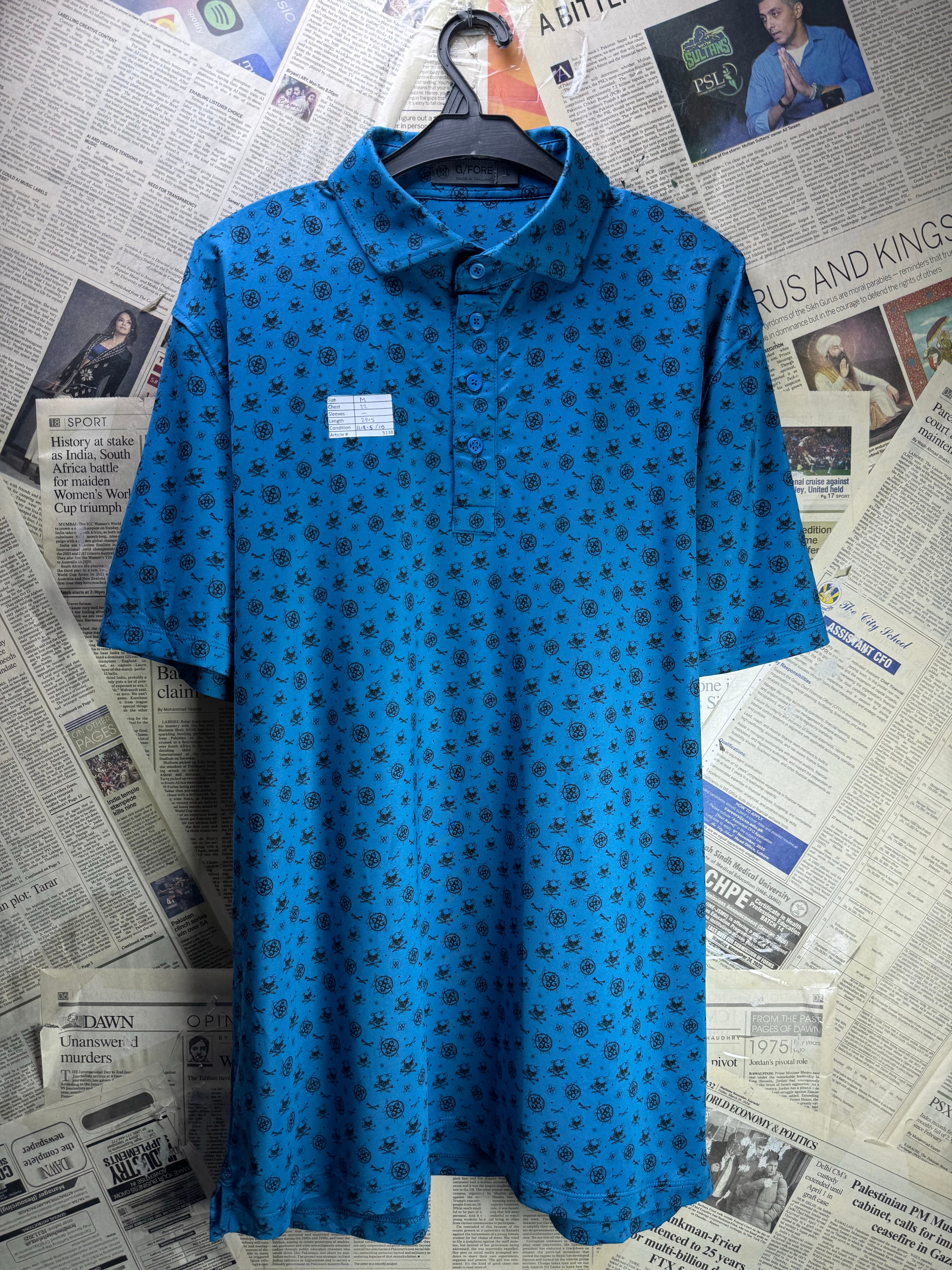 G/Fore® Medium | Chest: 22" | Blue | Golf Polo | Poly - Spandex | 5138 - Genuine Maal