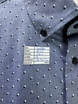 Next® Large | Chest: 23.5" | Blue with Dots | Shirt | Cotton - Poly - Elastane | 3801 - Genuine Maal