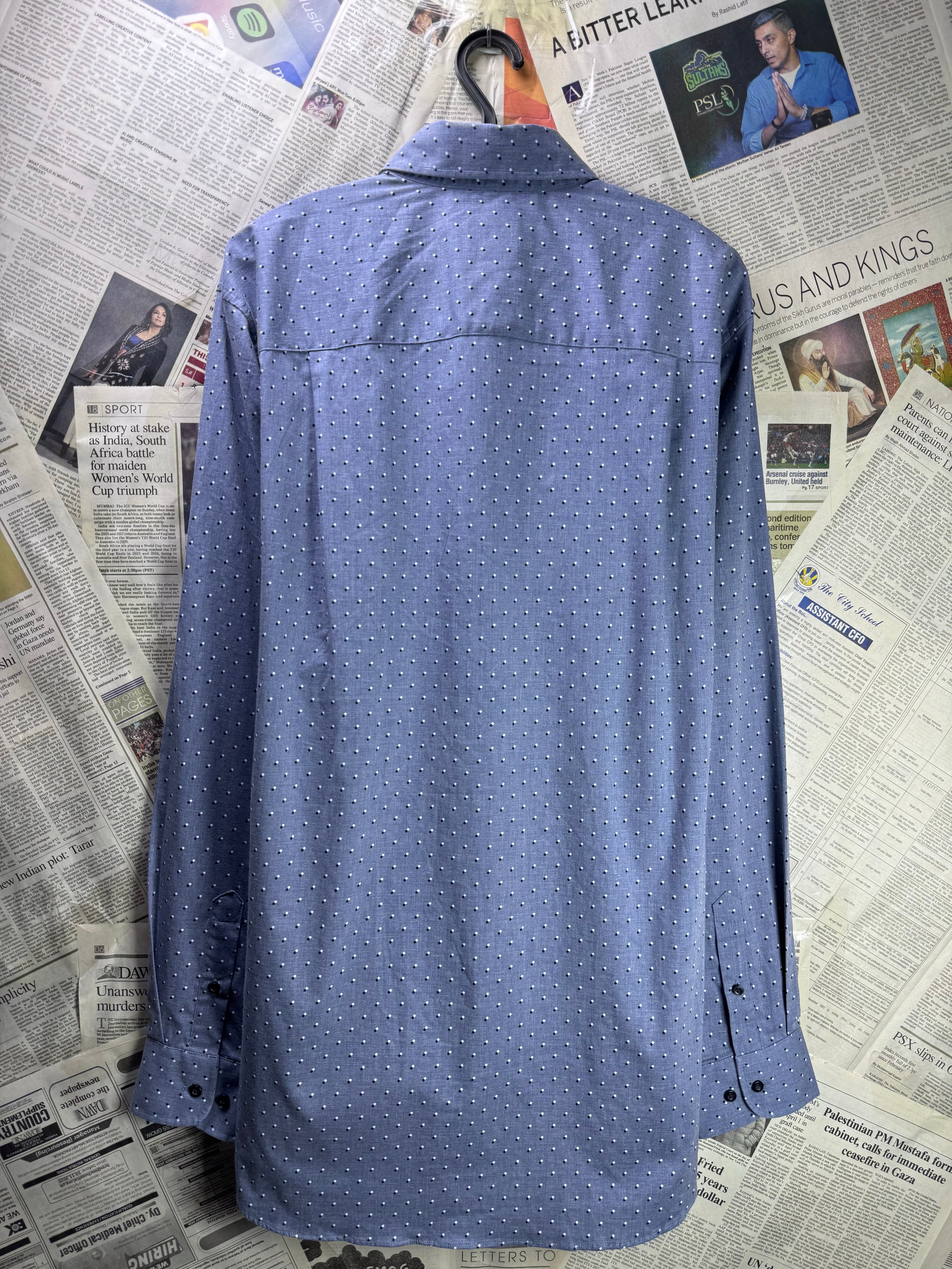 Next® Large | Chest: 23.5" | Blue with Dots | Shirt | Cotton - Poly - Elastane | 3801 - Genuine Maal