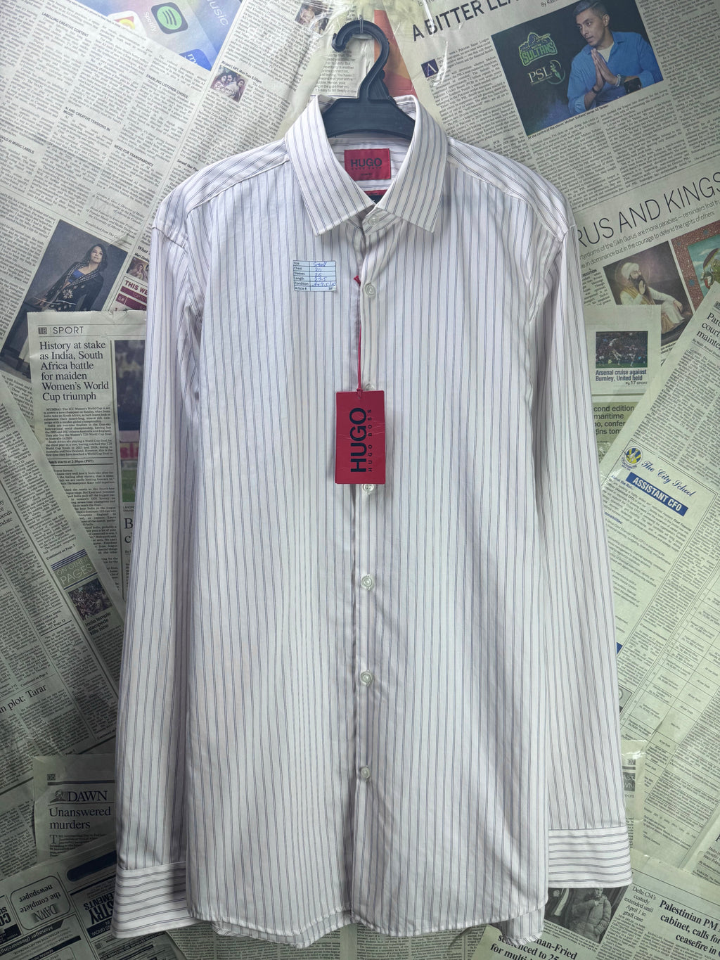 BOSS® Small | Chest: 20" | Stripe | Shirt | Cotton | 3805 - Genuine Maal