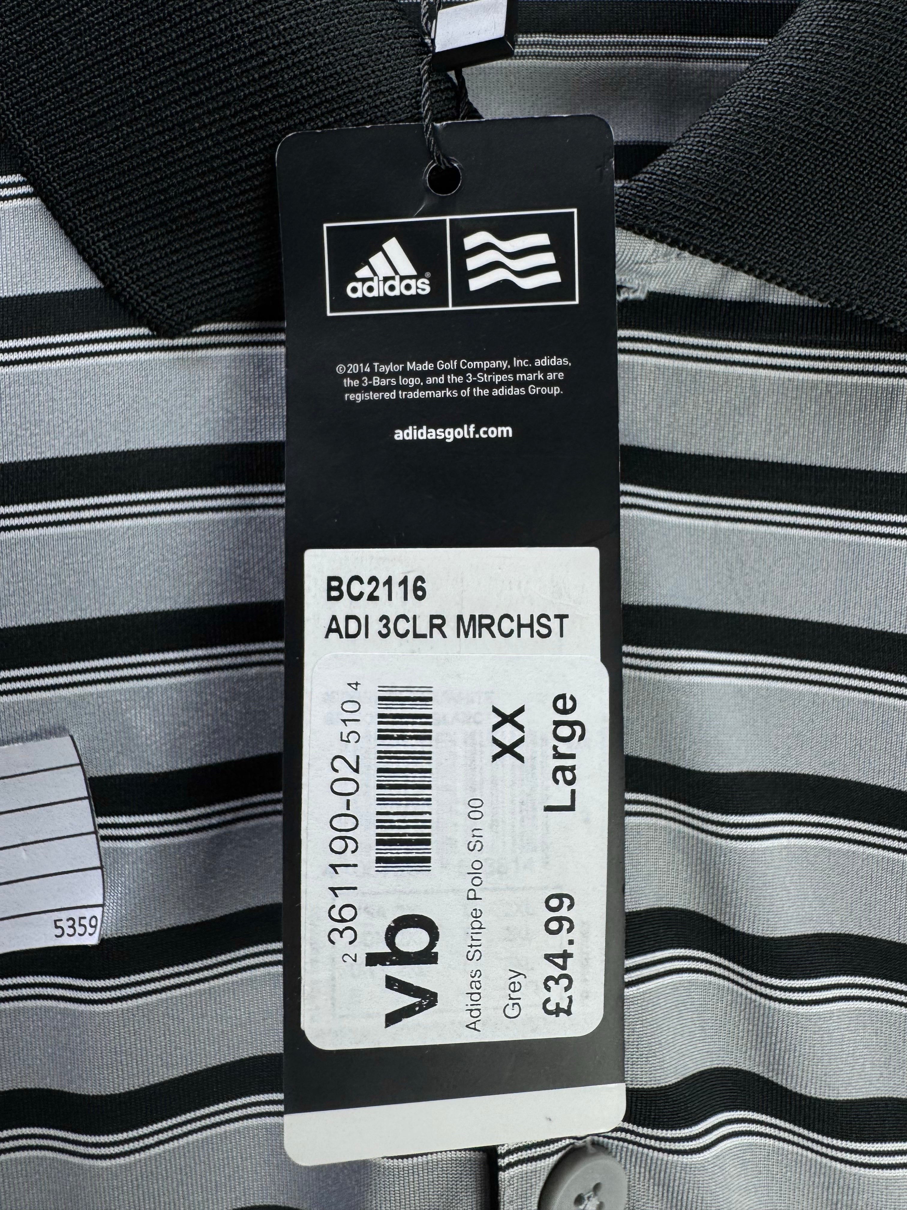 Adi*as® XXL | Chest: 27" | Stripes | Golf Polo | Polyester | 5359 - Genuine Maal