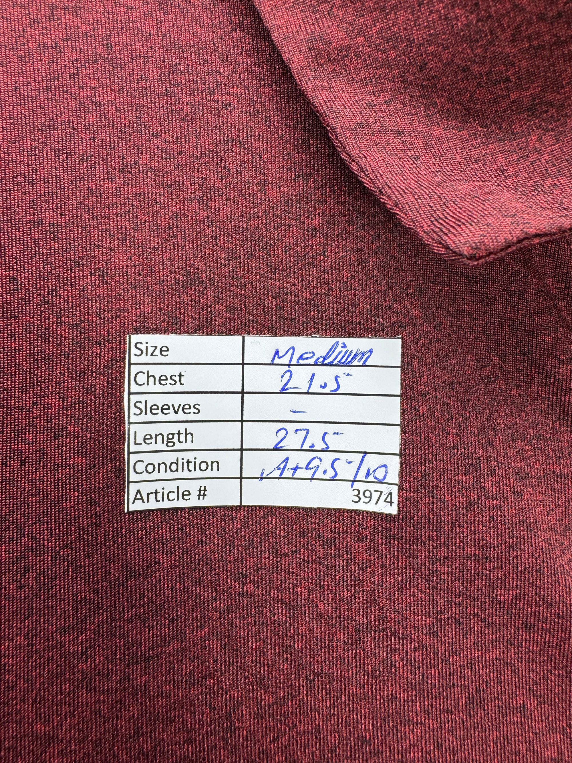 APT.9® Medium | Chest: 21.5" | Heather Maroon | Performace Polo | Poly | 3974 - Genuine Maal