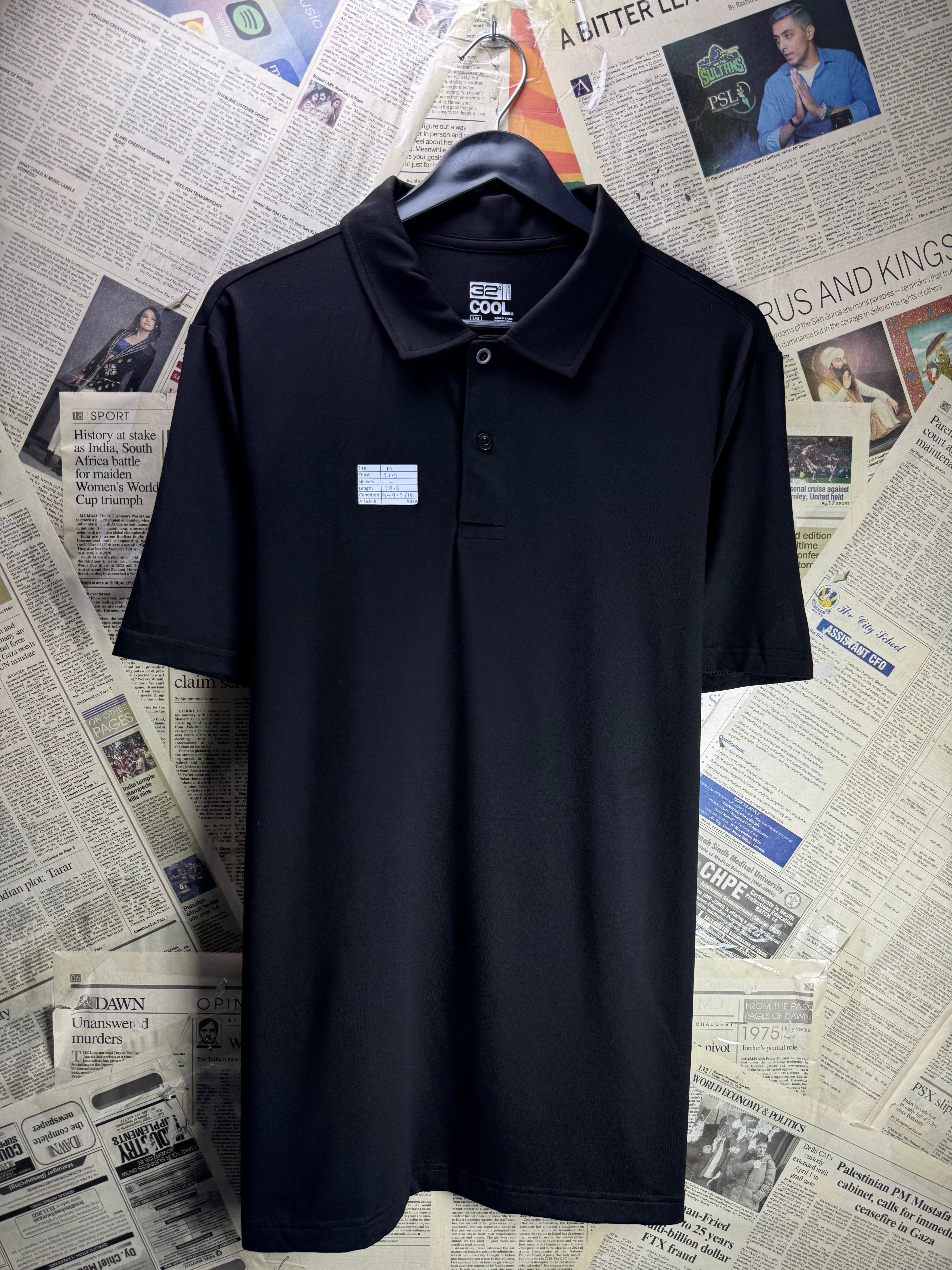 32 Degrees Cool® Medium | Chest: 21.5" | Black | Golf Polo | Poly - Spandex | 5339 - Genuine Maal