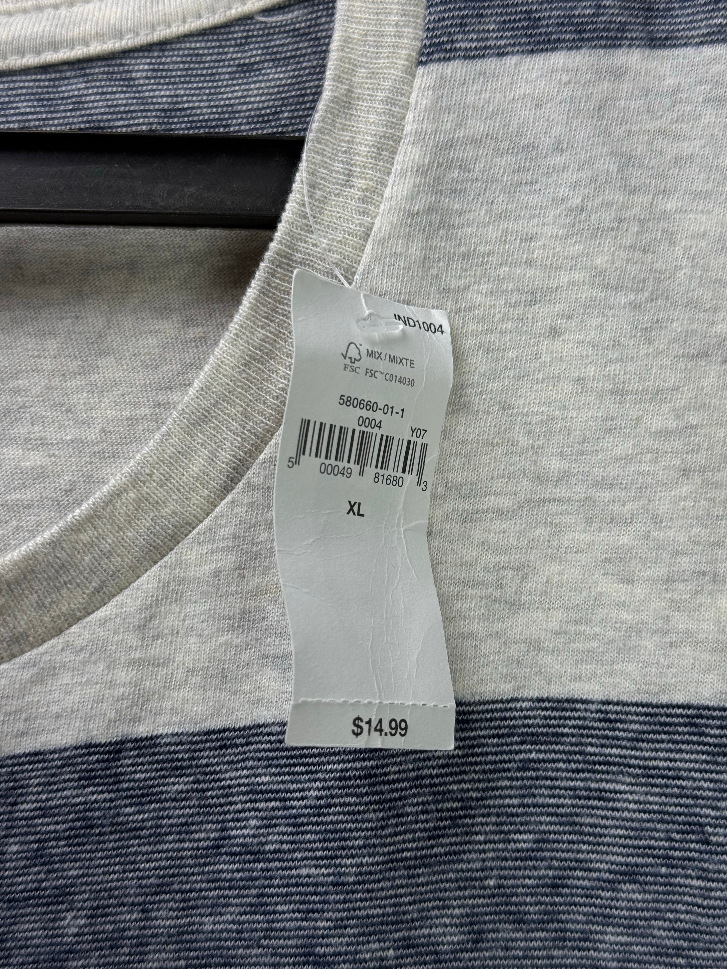 Old N*vy® Large | Chest: 24" | Beige & Grey | T-Shirt | Cotton | 3975 - Genuine Maal
