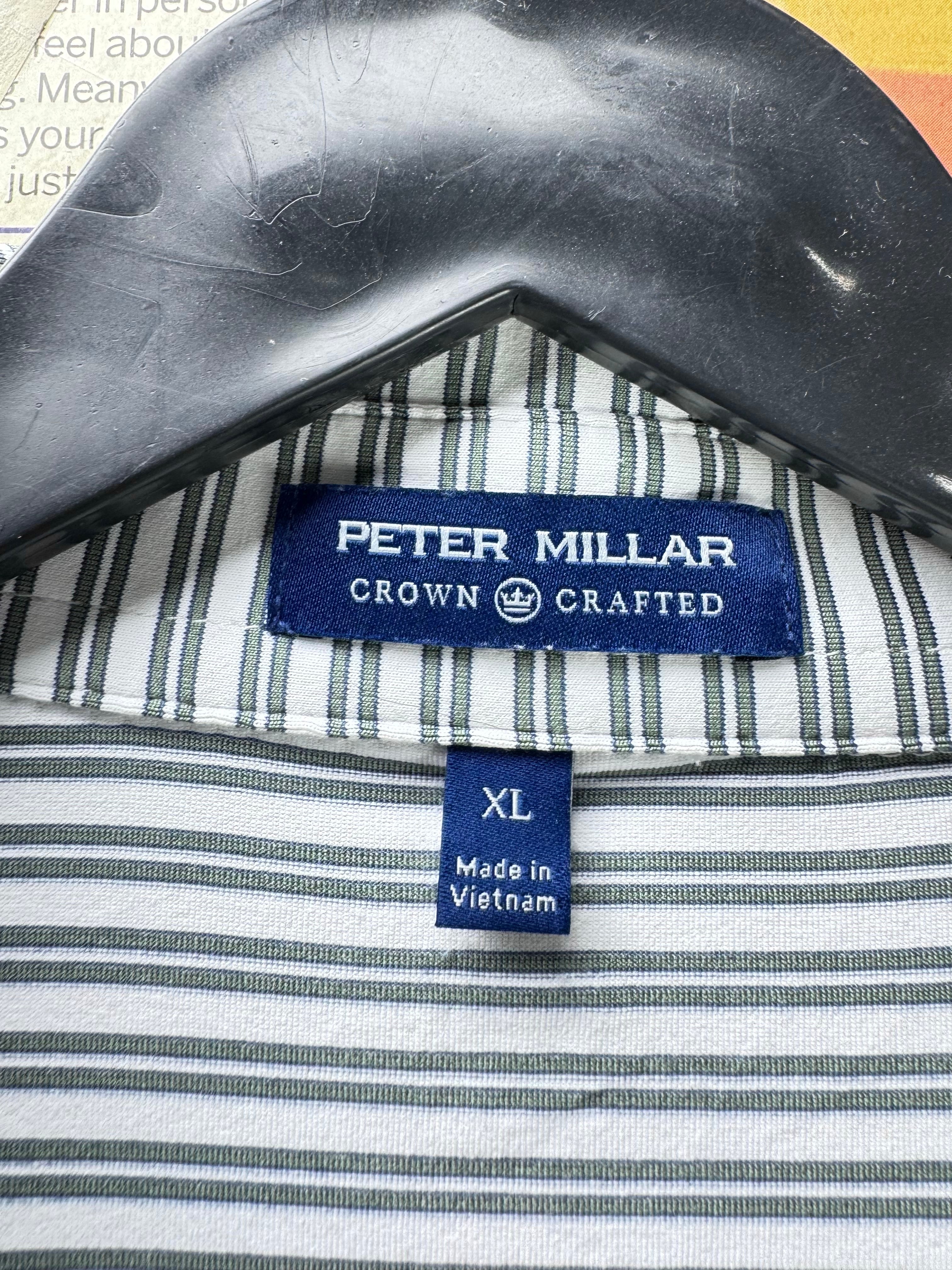 Peter Millar® L/XL | Chest: 24.5" | Stripes | Golf Polo | Poly - Spandex | 5136 - Genuine Maal