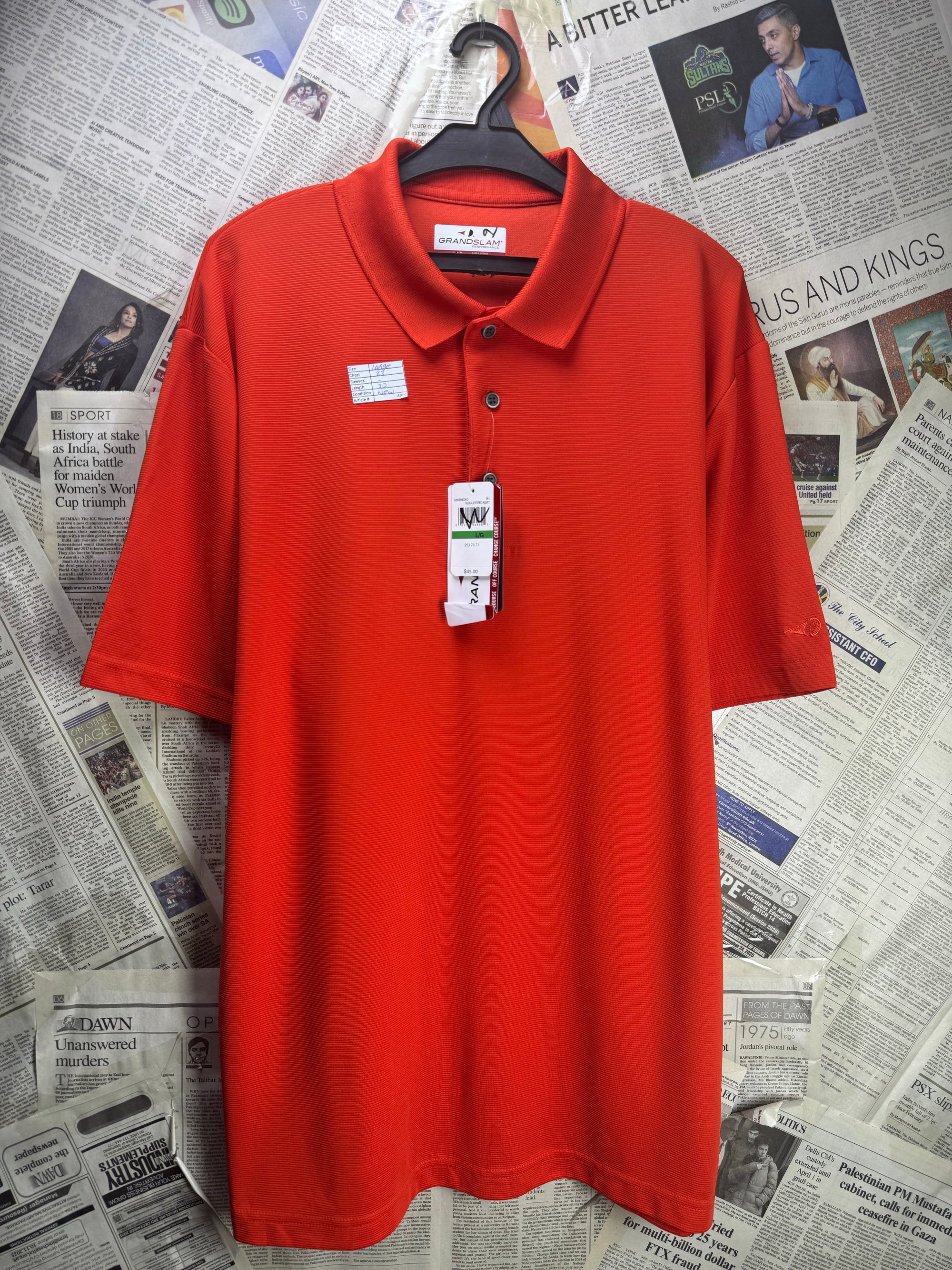 Grand Slam® Large | Chest: 23" | Burnt Orange | Performance Polo | Poly | 4000 - Genuine Maal