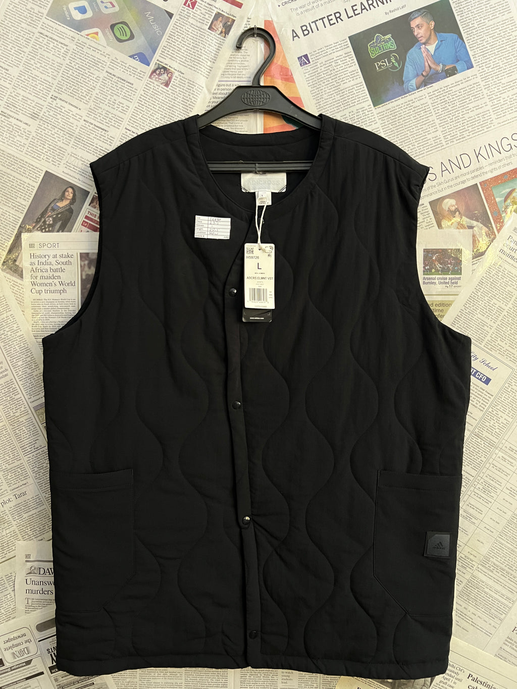 Adid*s® Large | Chest: 23.5" | Black | Full Zip Sleeveless Jacket | 2291 - Genuine Maal