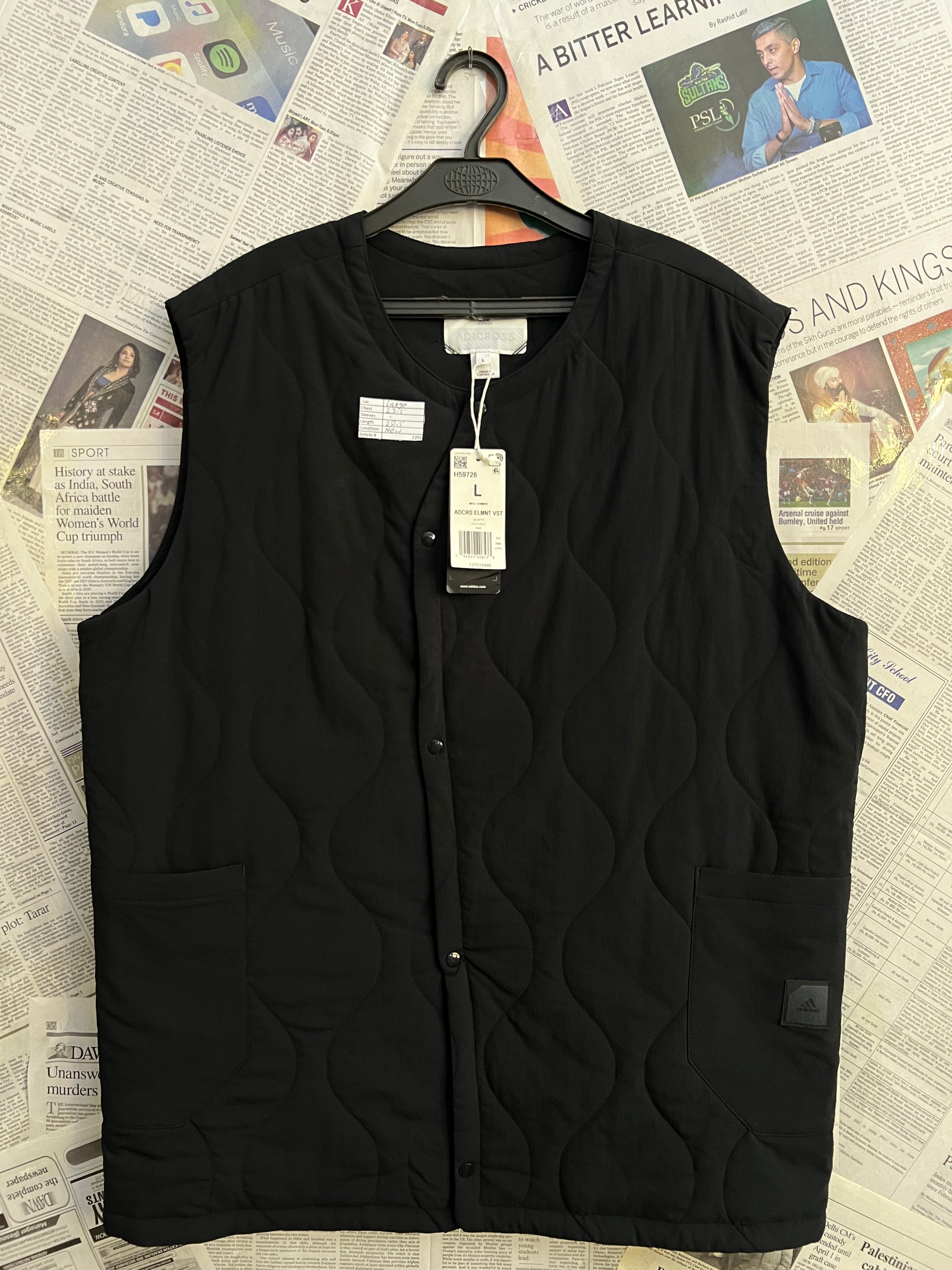 Adid*s® Large | Chest: 23.5" | Black | Full Zip Sleeveless Jacket | 2291