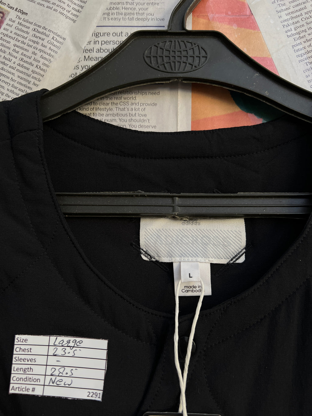 Adid*s® Large | Chest: 23.5" | Black | Full Zip Sleeveless Jacket | 2291 - Genuine Maal