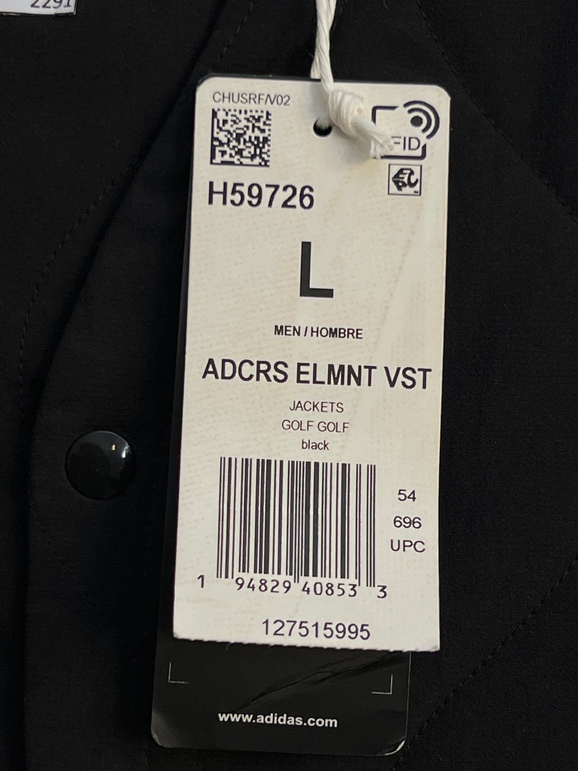 Adid*s® Large | Chest: 23.5" | Black | Full Zip Sleeveless Jacket | 2291