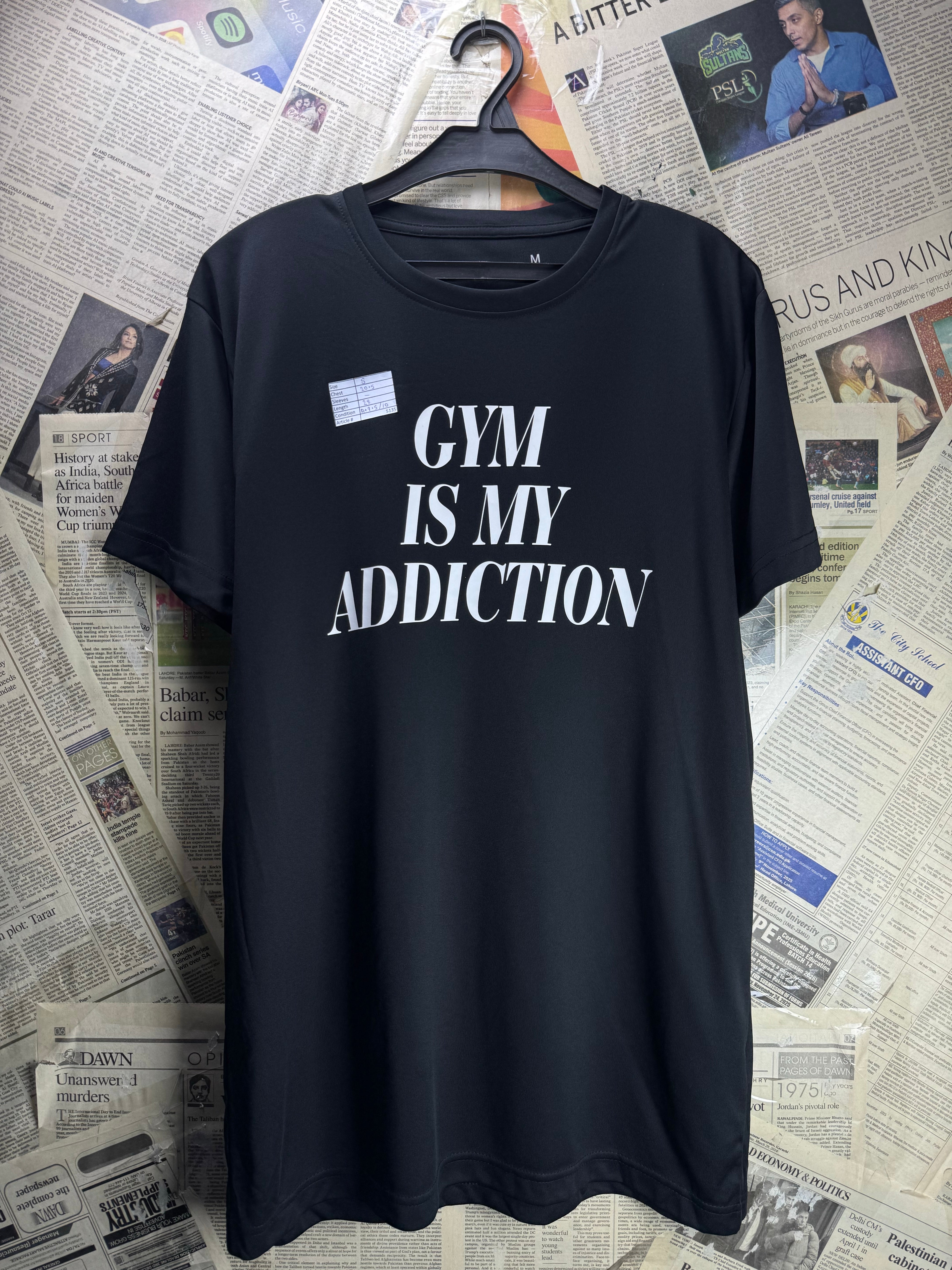 ® Small | Chest: 20.5" | Black | Gym T-Shirt | Polyester | 5135 - Genuine Maal