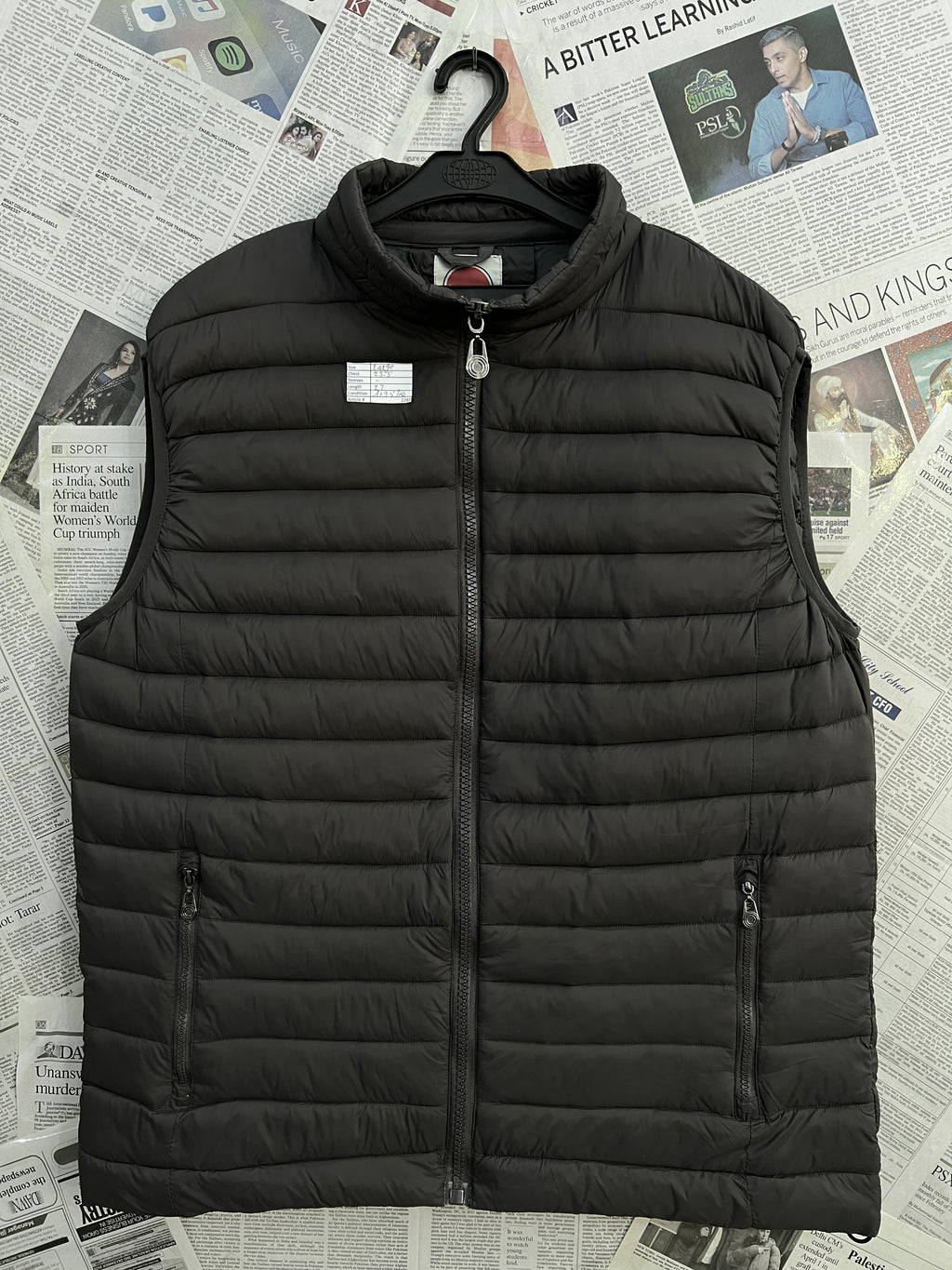 Max Men® Large | Chest: 23.5" | Dark Olive Wood | Full Zip Sleeveless Puffer Jacket | 2283 - Genuine Maal