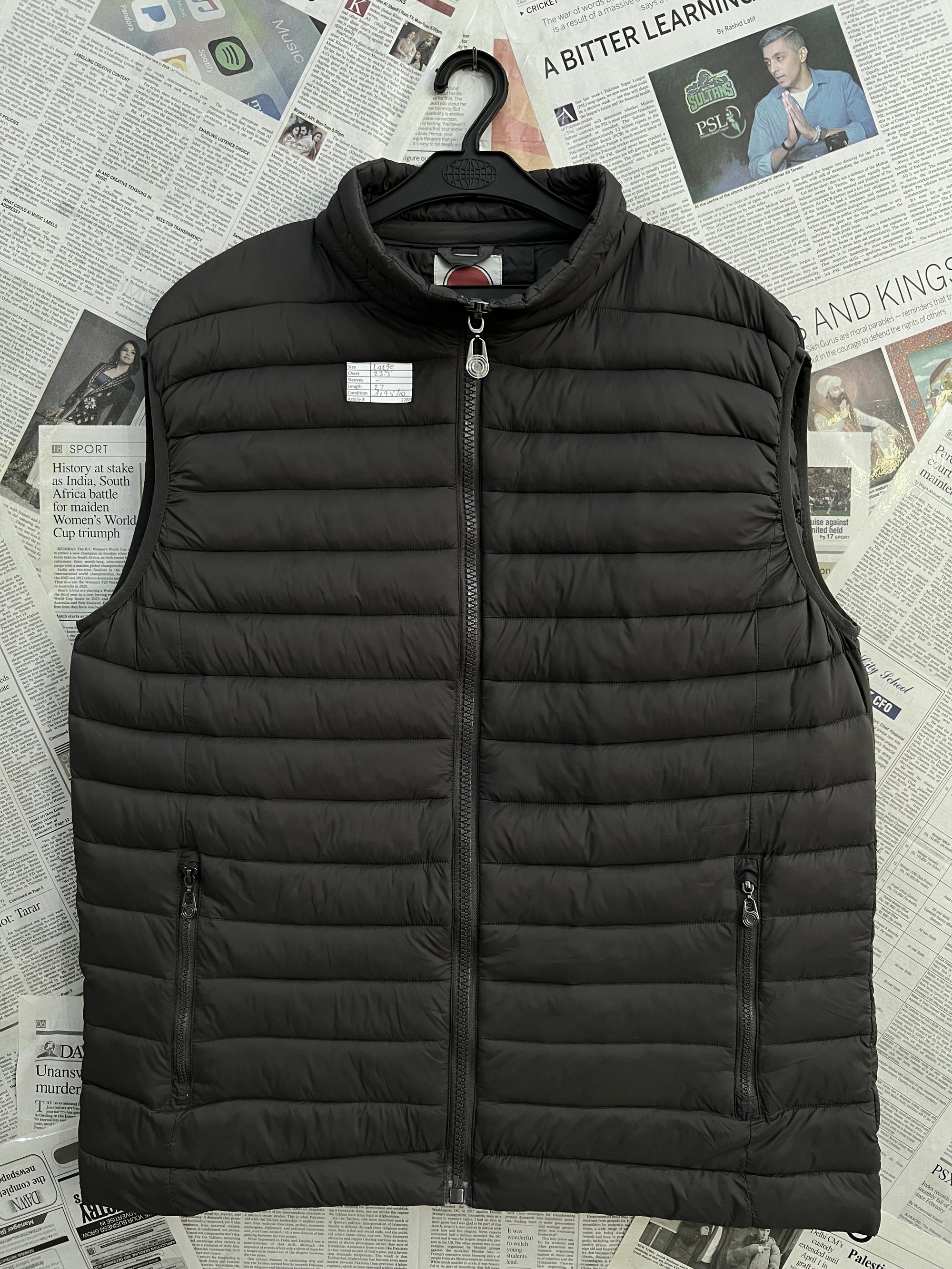 Max Men® Large | Chest: 23.5" |  Dark Olive Wood | Full Zip Sleeveless Puffer Jacket | 2283