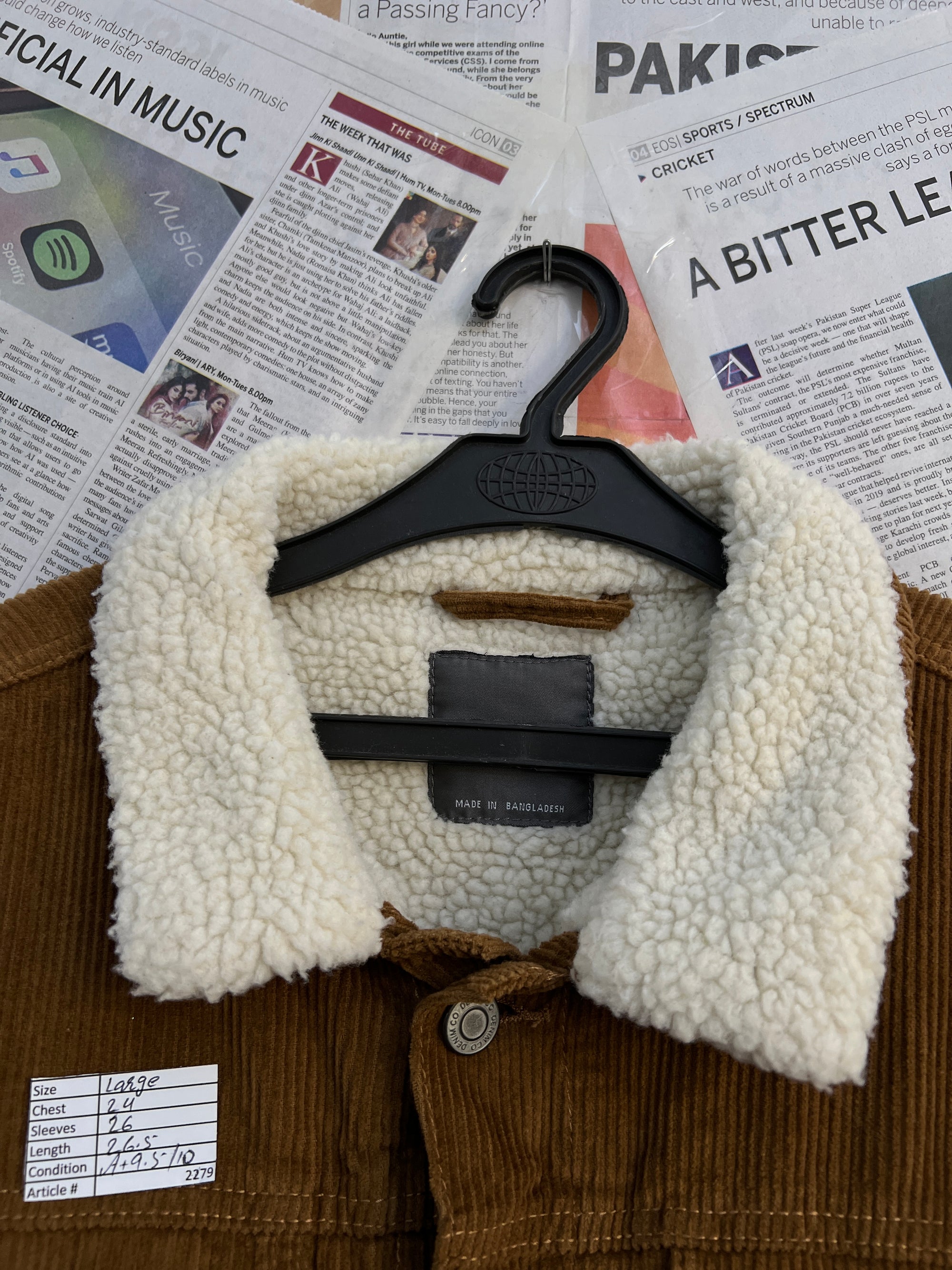 Primark® Large | Chest: 24" | Burnt Umber | Warm Corduroy Jacket | 2279