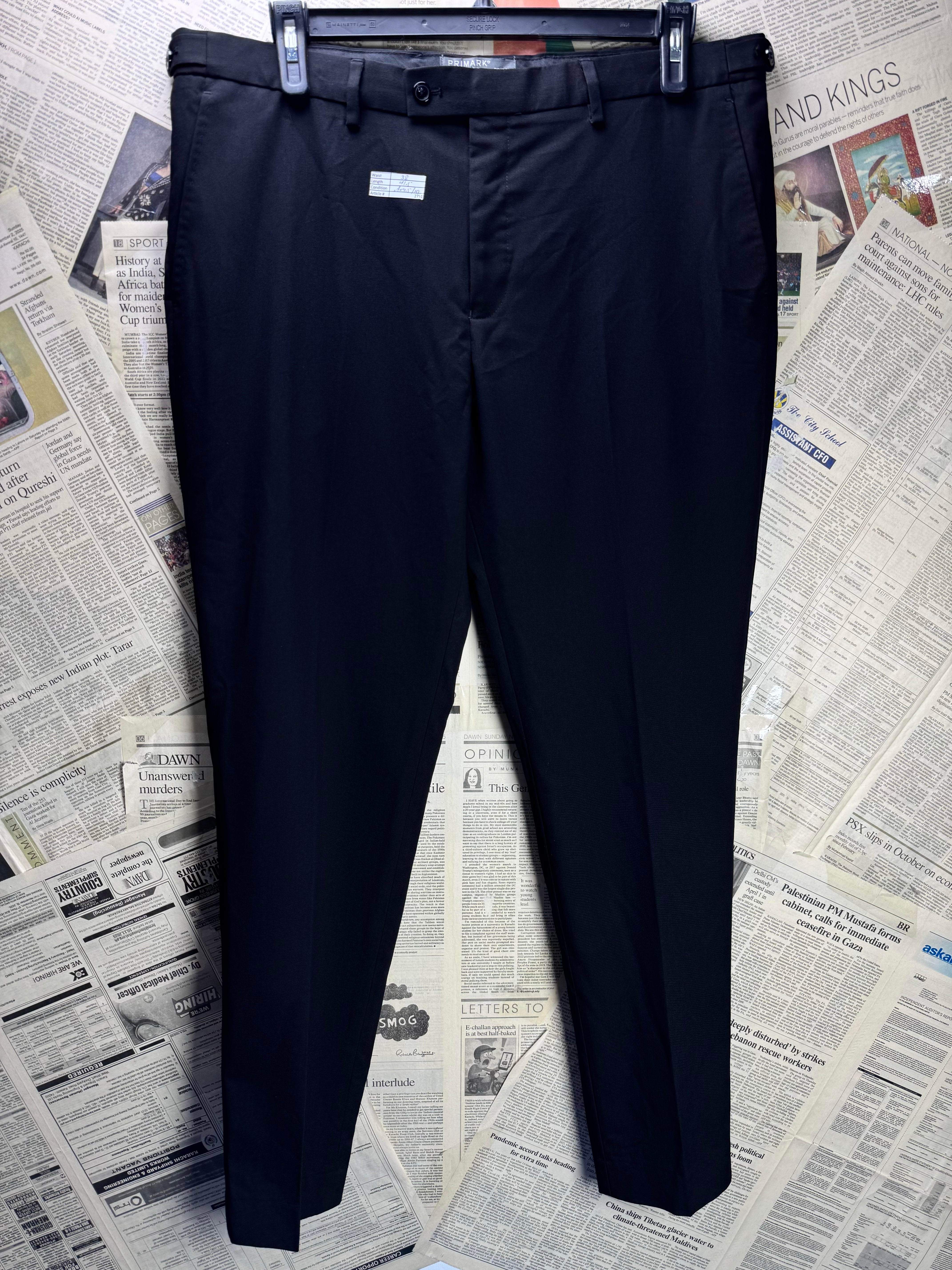 Primark® Waist: 38" | Black | Slim Fit Dress Pant | Poly - Viscose - Elastane | 2751 - Genuine Maal