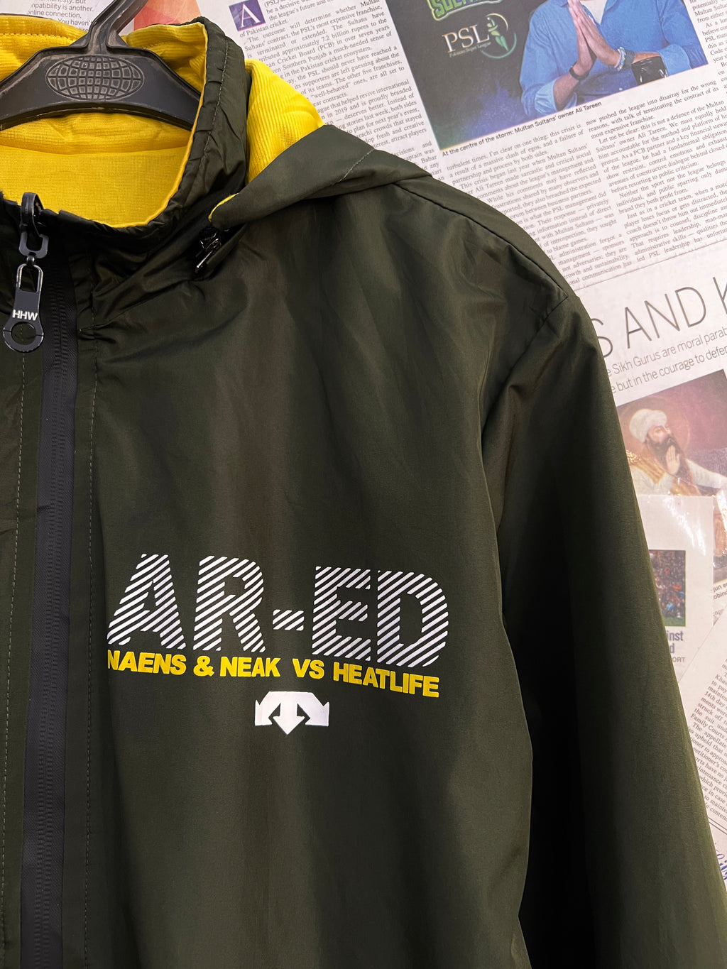 HHW® Large | Chest: 23" | Dark Olive / Yellow | Reversible Jacket with removable Hoodie | 2278(Copy) - Genuine Maal