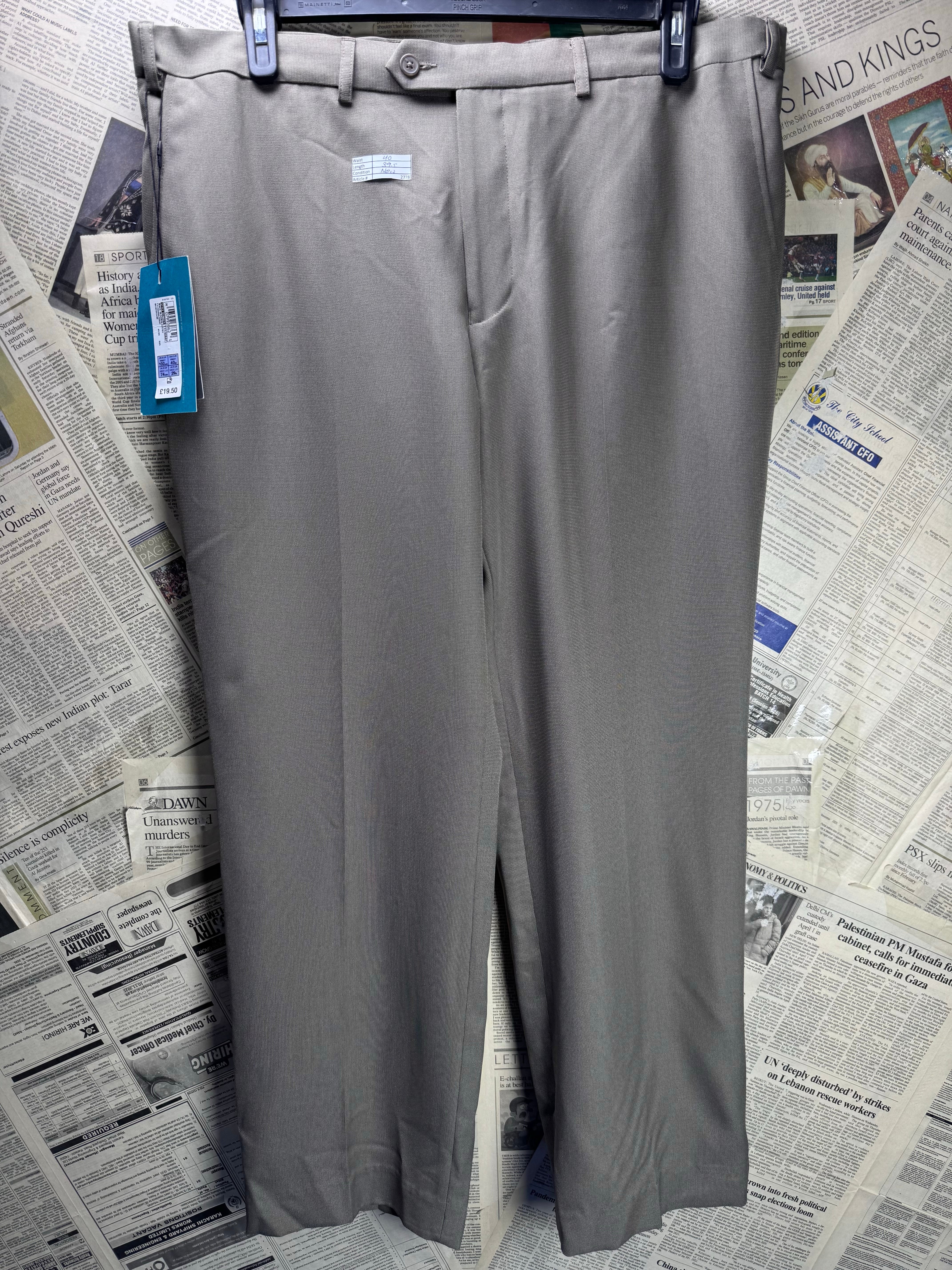 M&S® Waist: 40" | Mushroom | Regular Fit Dress Pants | Polyester | 2778 - Genuine Maal
