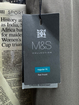 M&S® Waist: 40" | Mushroom | Regular Fit Dress Pants | Polyester | 2778 - Genuine Maal
