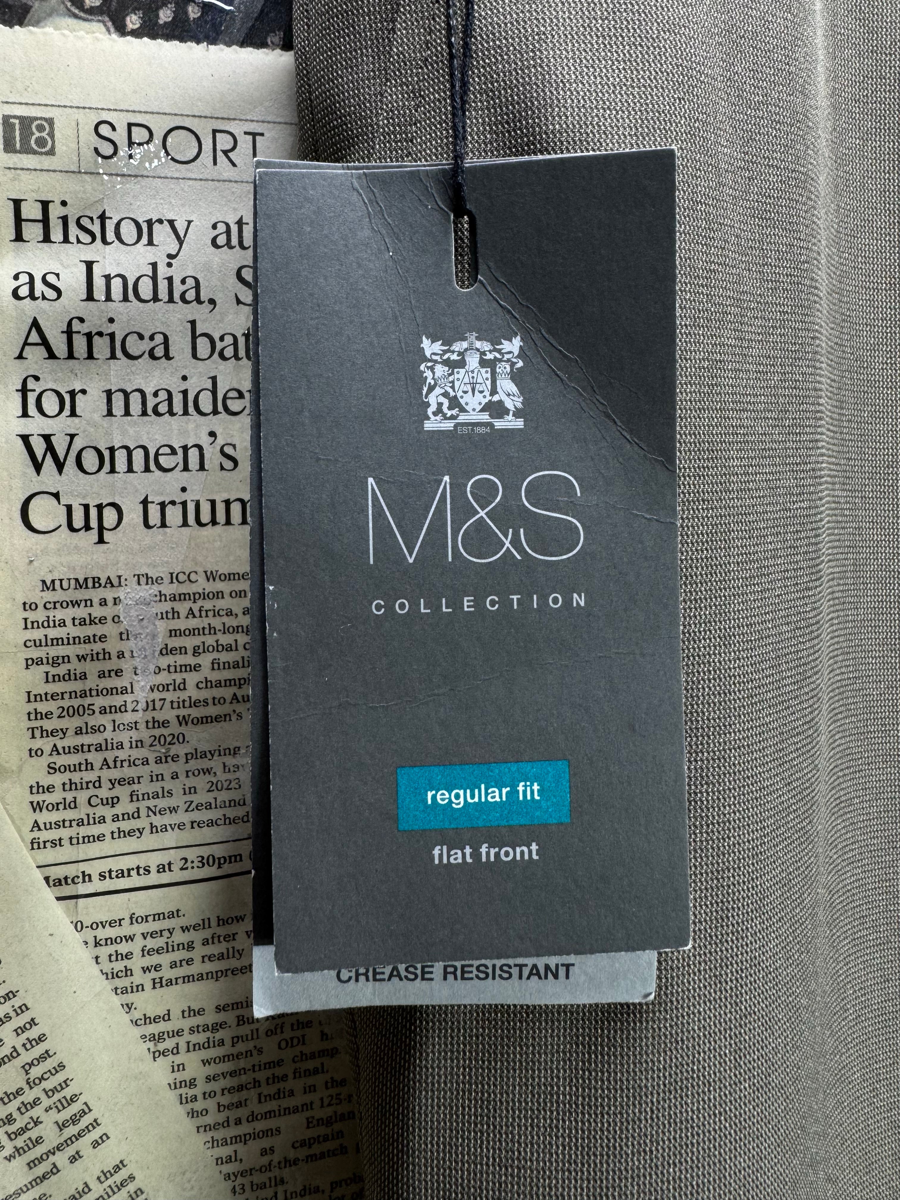 M&S® Waist: 40" | Mushroom | Regular Fit Dress Pants | Polyester | 2778 - Genuine Maal