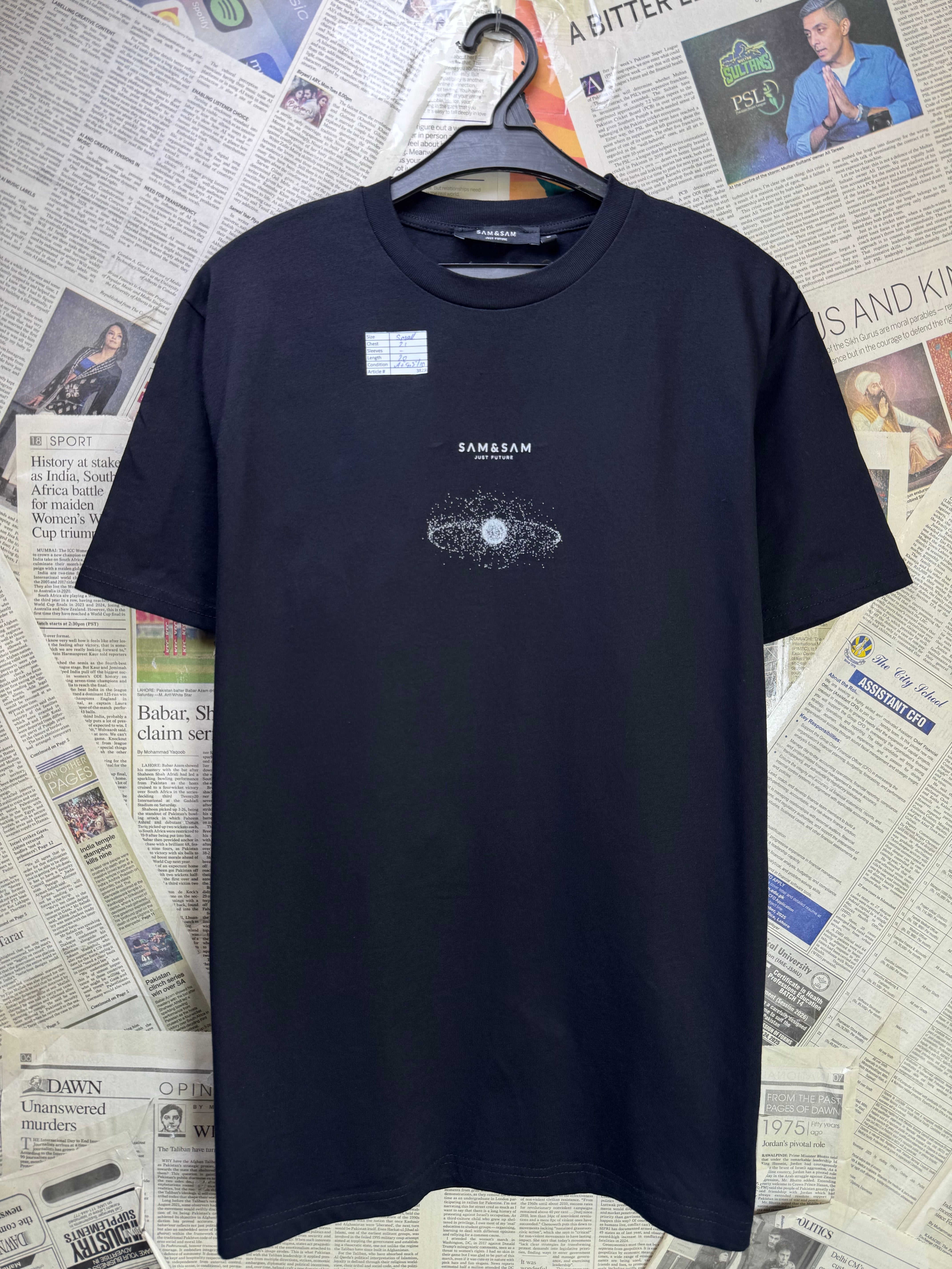 SAM & SAM® Small | Chest: 21" | Black | T-Shirt | Cotton | 3829 - Genuine Maal
