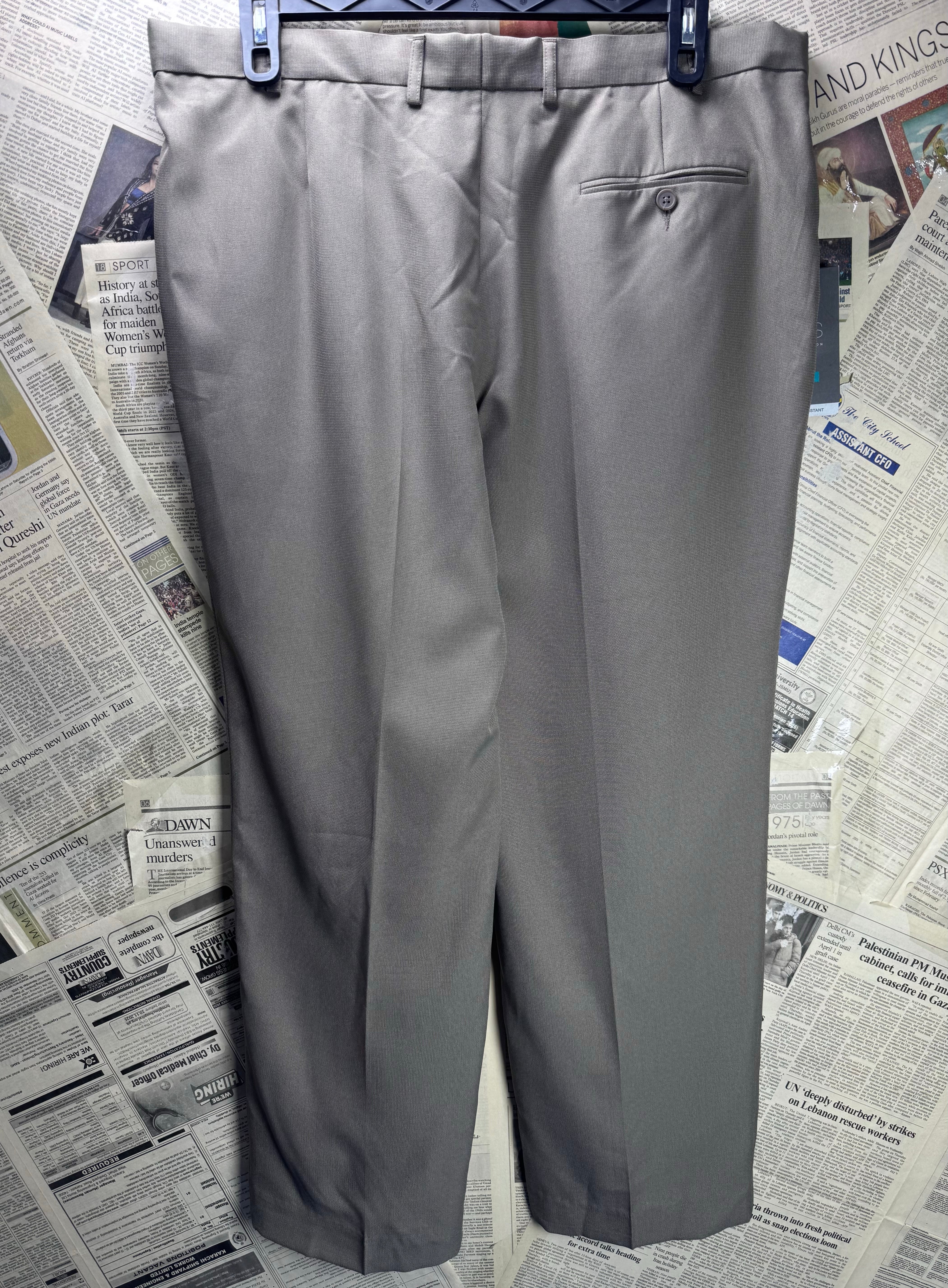 M&S® Waist: 40" | Mushroom | Regular Fit Dress Pants | Polyester | 2778 - Genuine Maal