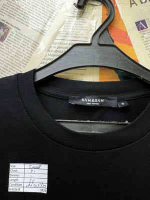 SAM & SAM® Small | Chest: 21" | Black | T-Shirt | Cotton | 3829 - Genuine Maal