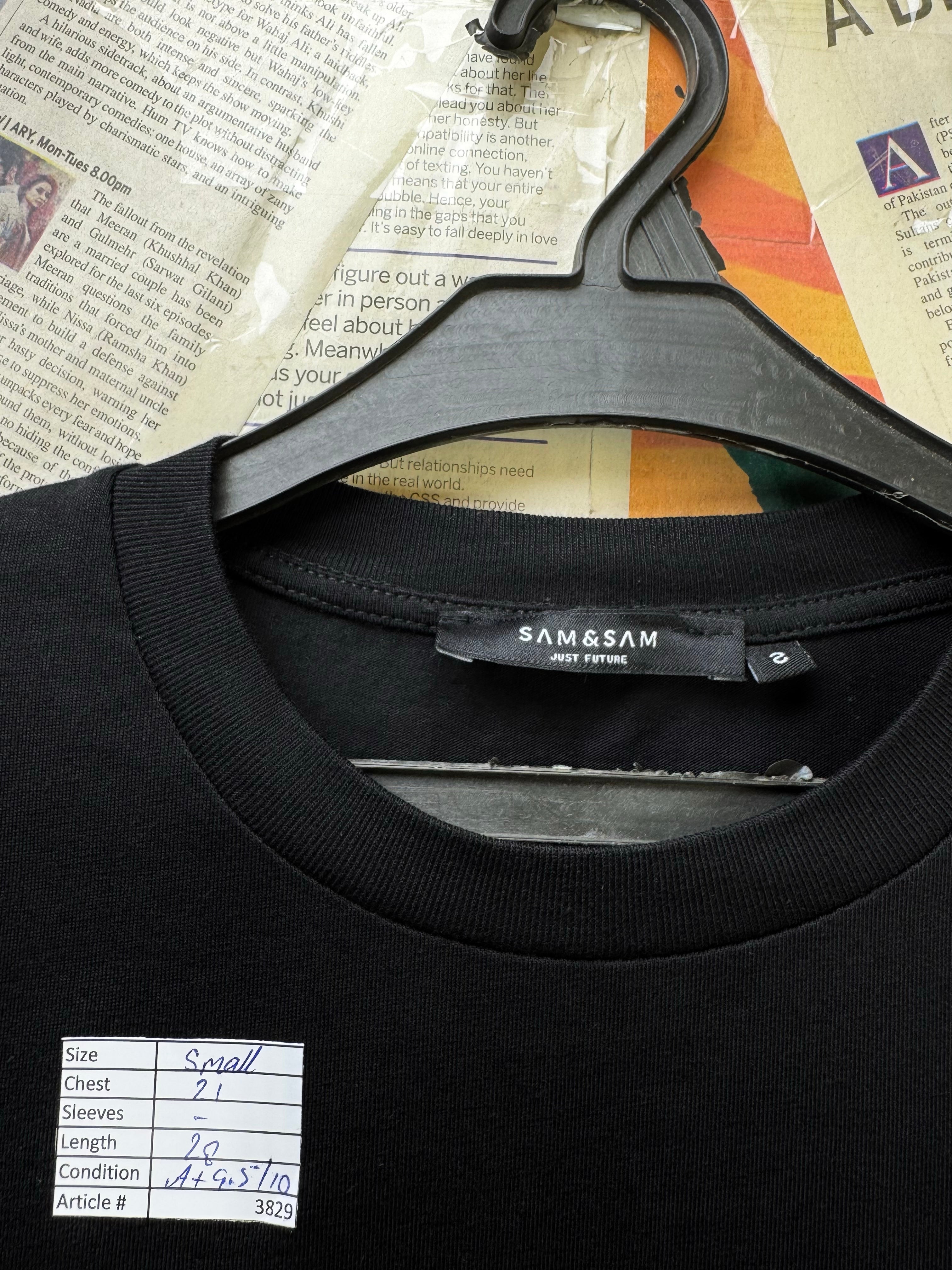 SAM & SAM® Small | Chest: 21" | Black | T-Shirt | Cotton | 3829 - Genuine Maal