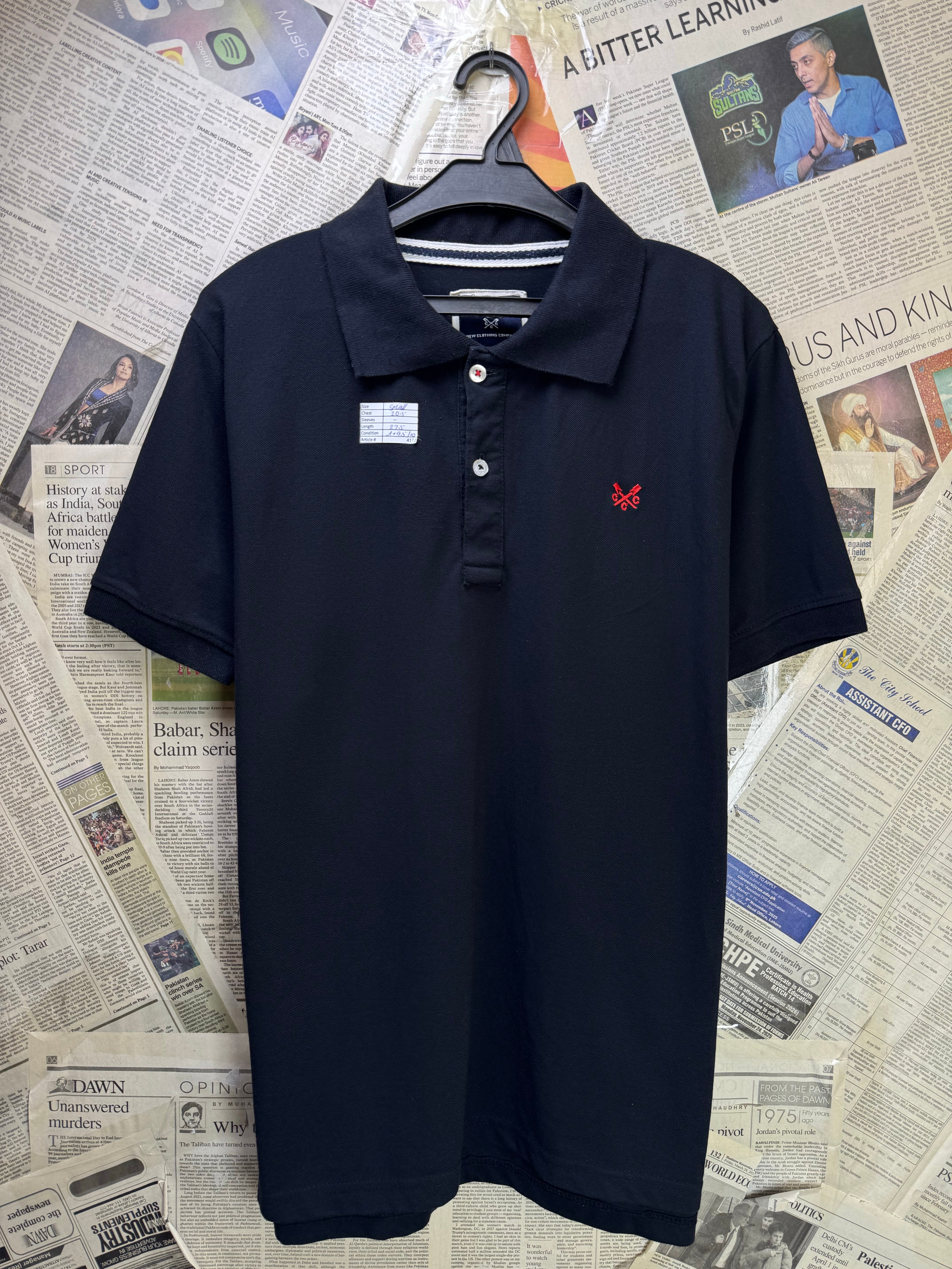 Crew Clothing® Small | Chest: 20.5" | Black | Polo | Cotton | 4172 - Genuine Maal