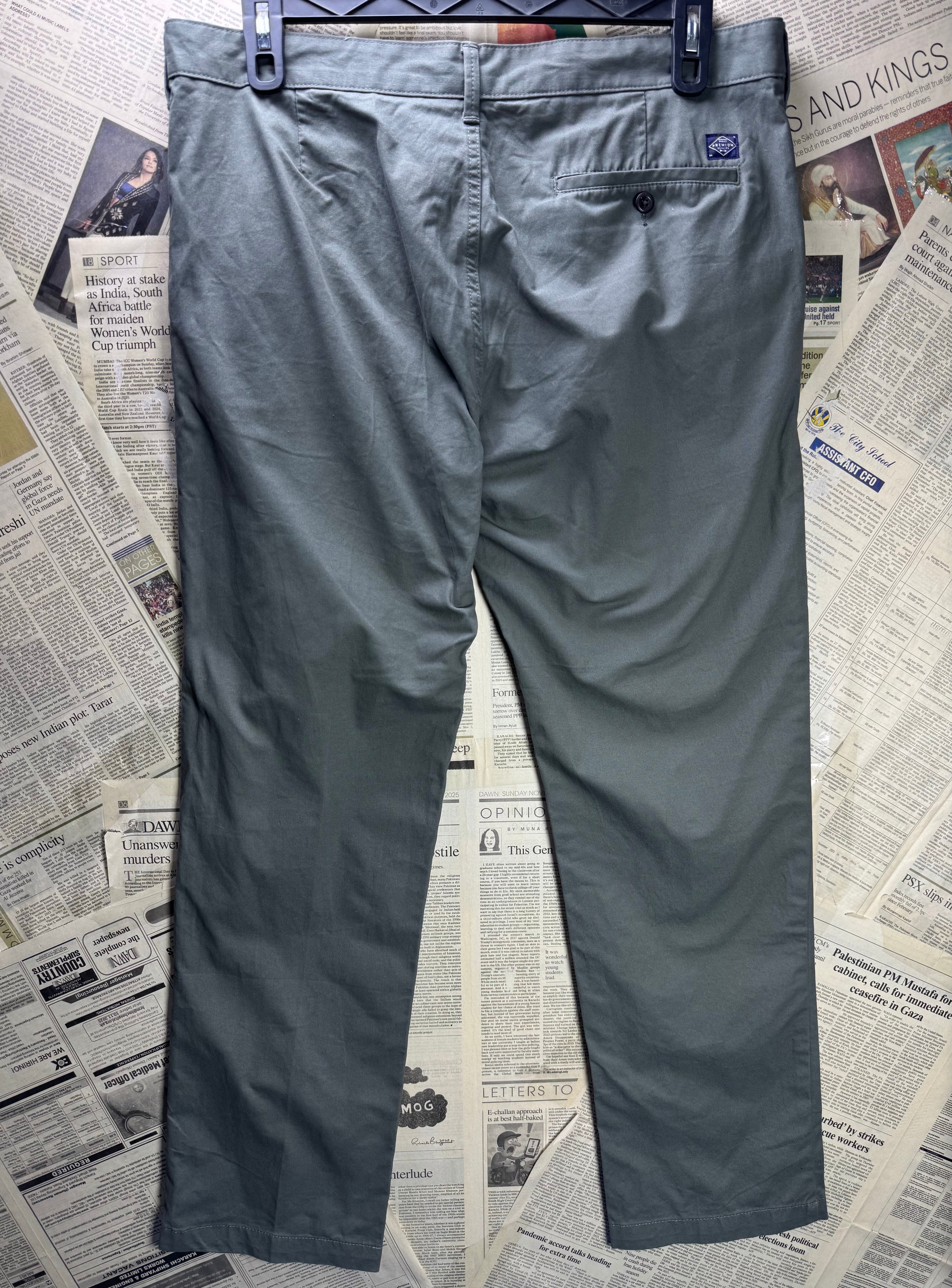 M&S® Waist: 36" | Grey | Straight Fit Chino Pants | Cotton | 2782 - Genuine Maal