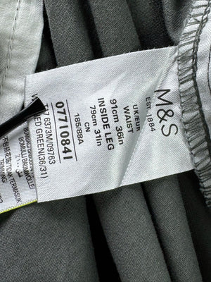 M&S® Waist: 36" | Grey | Straight Fit Chino Pants | Cotton | 2782 - Genuine Maal