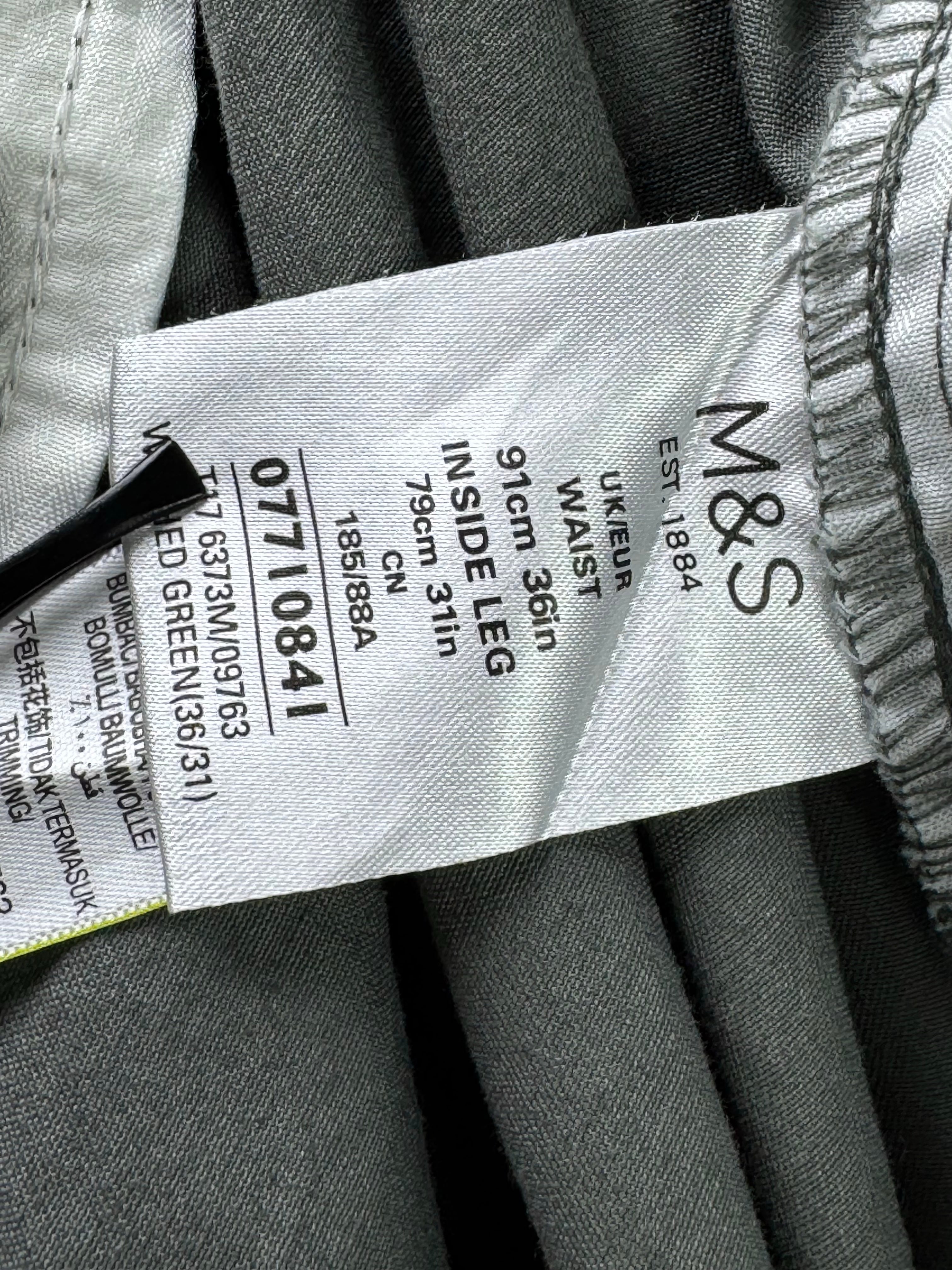 M&S® Waist: 36" | Grey | Straight Fit Chino Pants | Cotton | 2782 - Genuine Maal