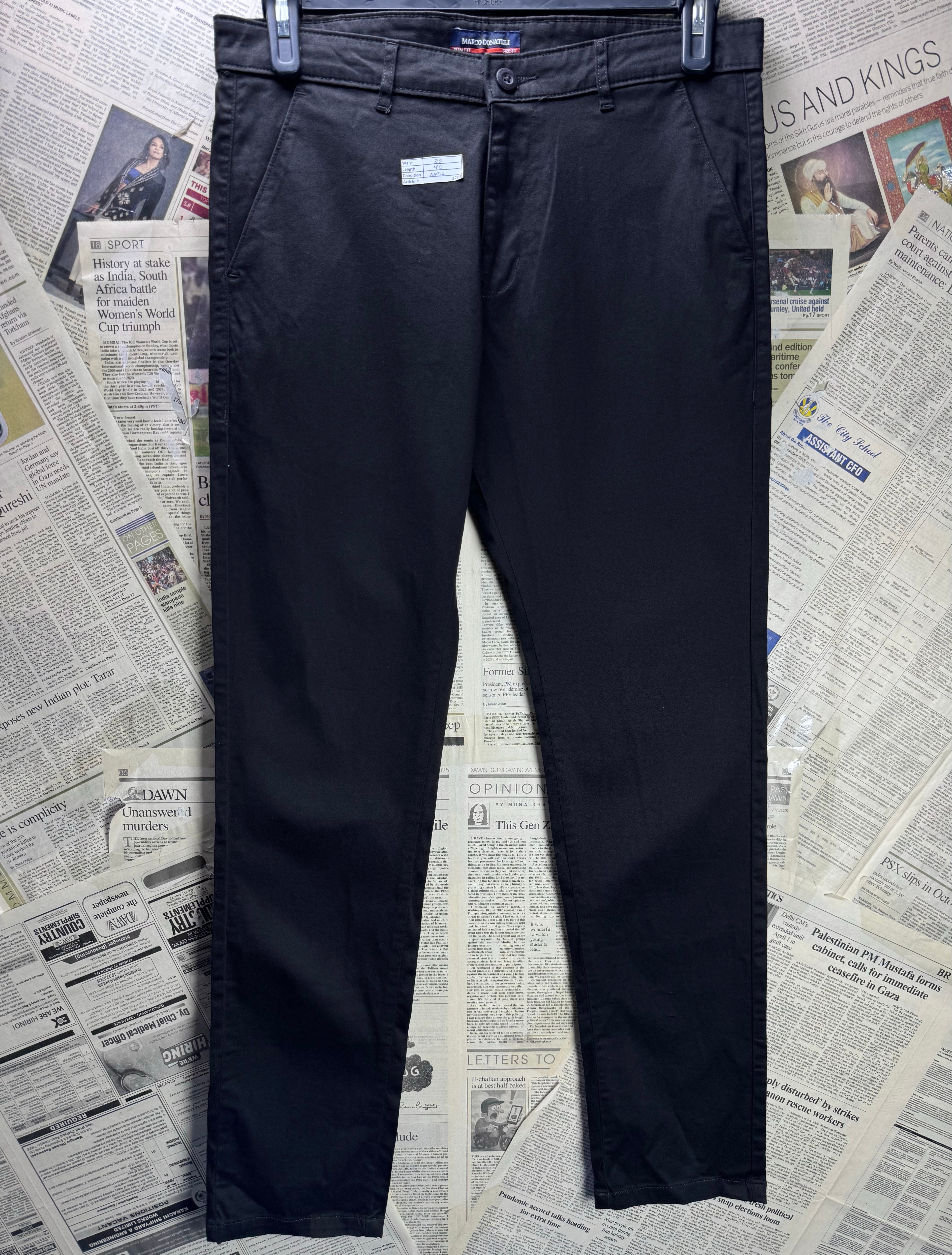 Marco Donateli® Waist: 32" | Black | Slim Fit Chino Pants | Cotton - Spandex | 2780 - Genuine Maal