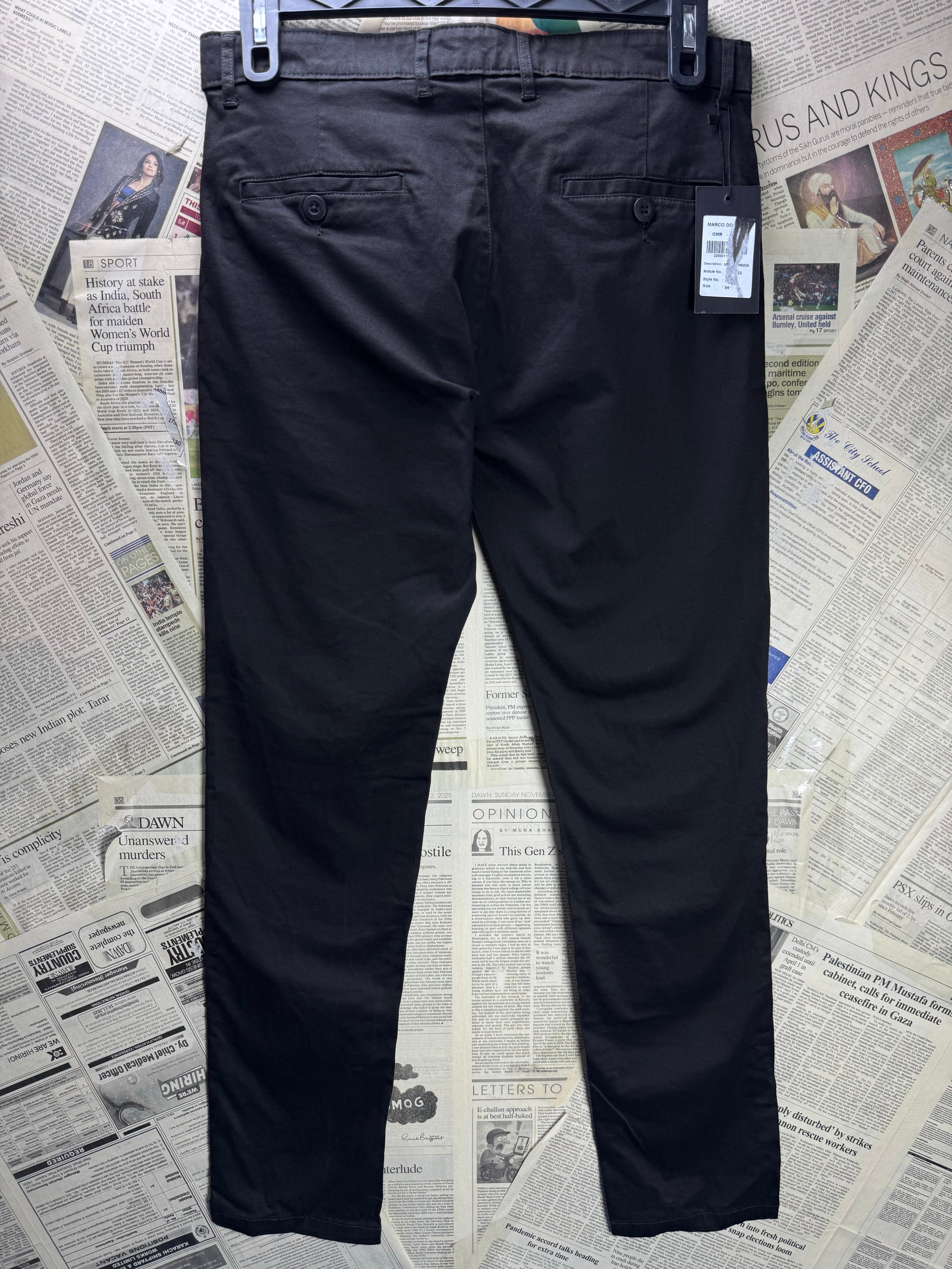 Marco Donateli® Waist: 32" | Black | Slim Fit Chino Pants | Cotton - Spandex | 2780 - Genuine Maal
