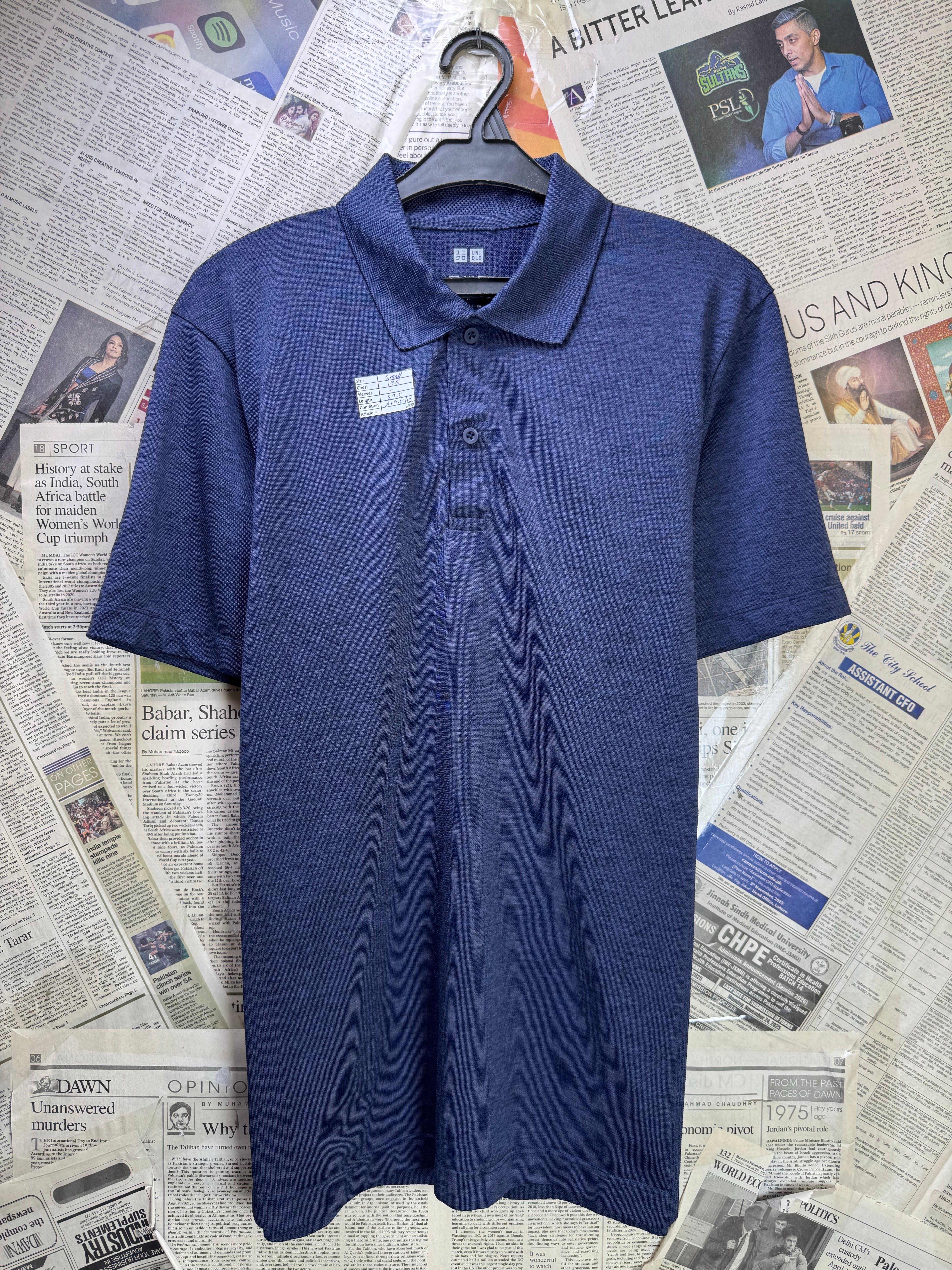 Uniqlo® Small | Chest: 19.5" | Space Blue | Sports Polo | Poly | 3990 - Genuine Maal