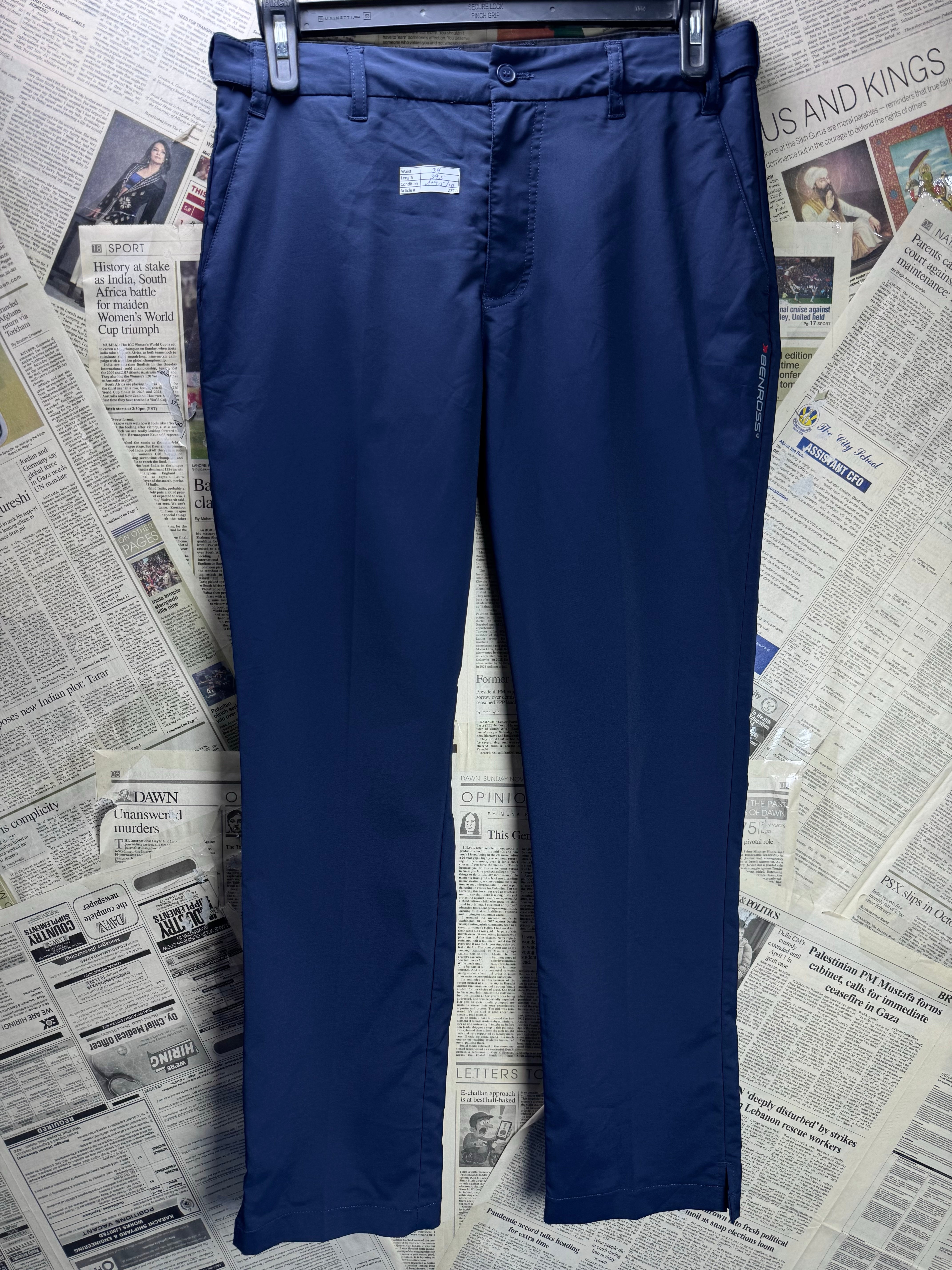 Benross® Waist: 34" | Blue | Golf Pants | Poly - Elastane | 2777 - Genuine Maal