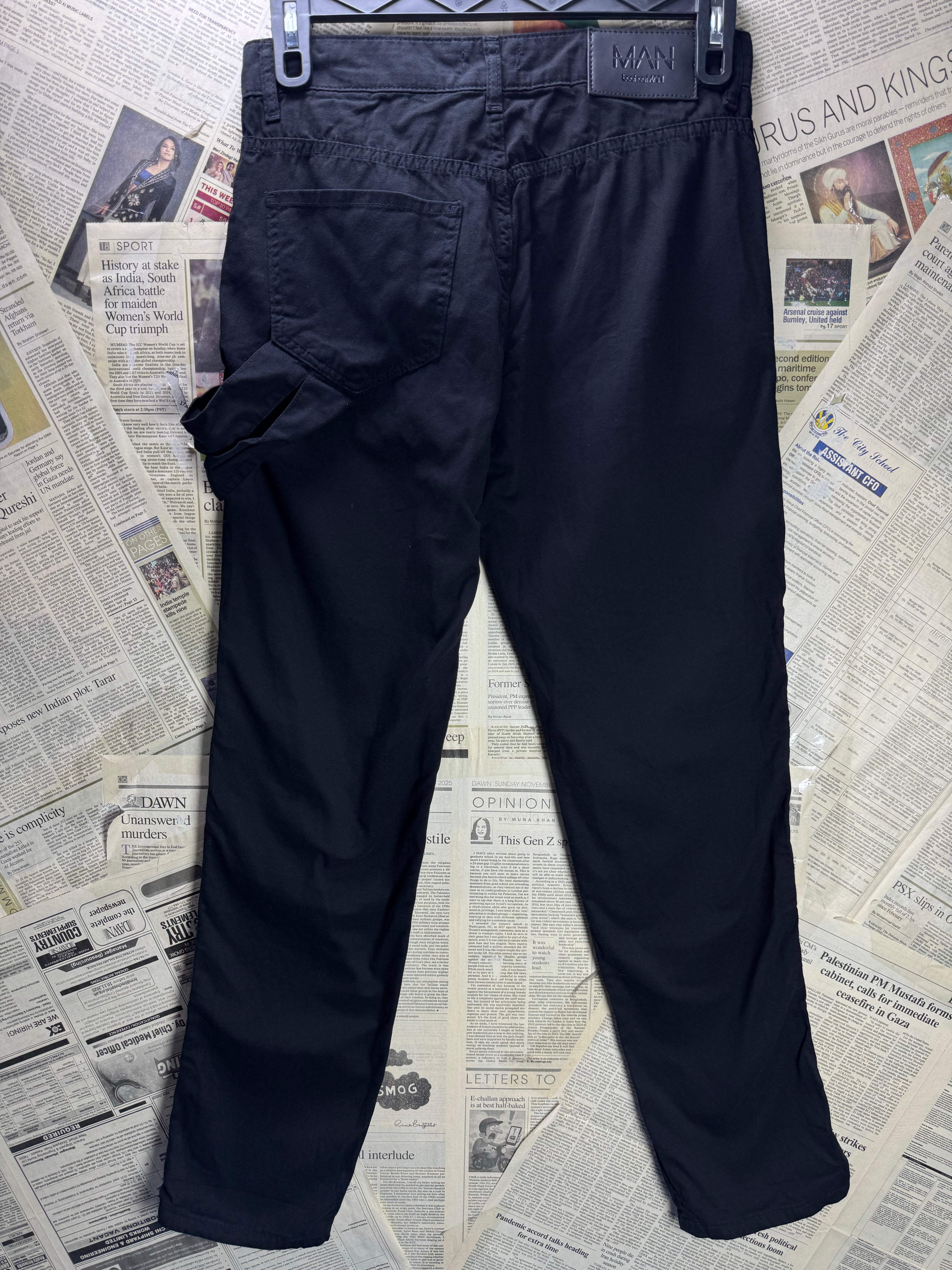 MAN® Waist: 30" | Black | Cargo Pants | Cotton | 2788 - Genuine Maal