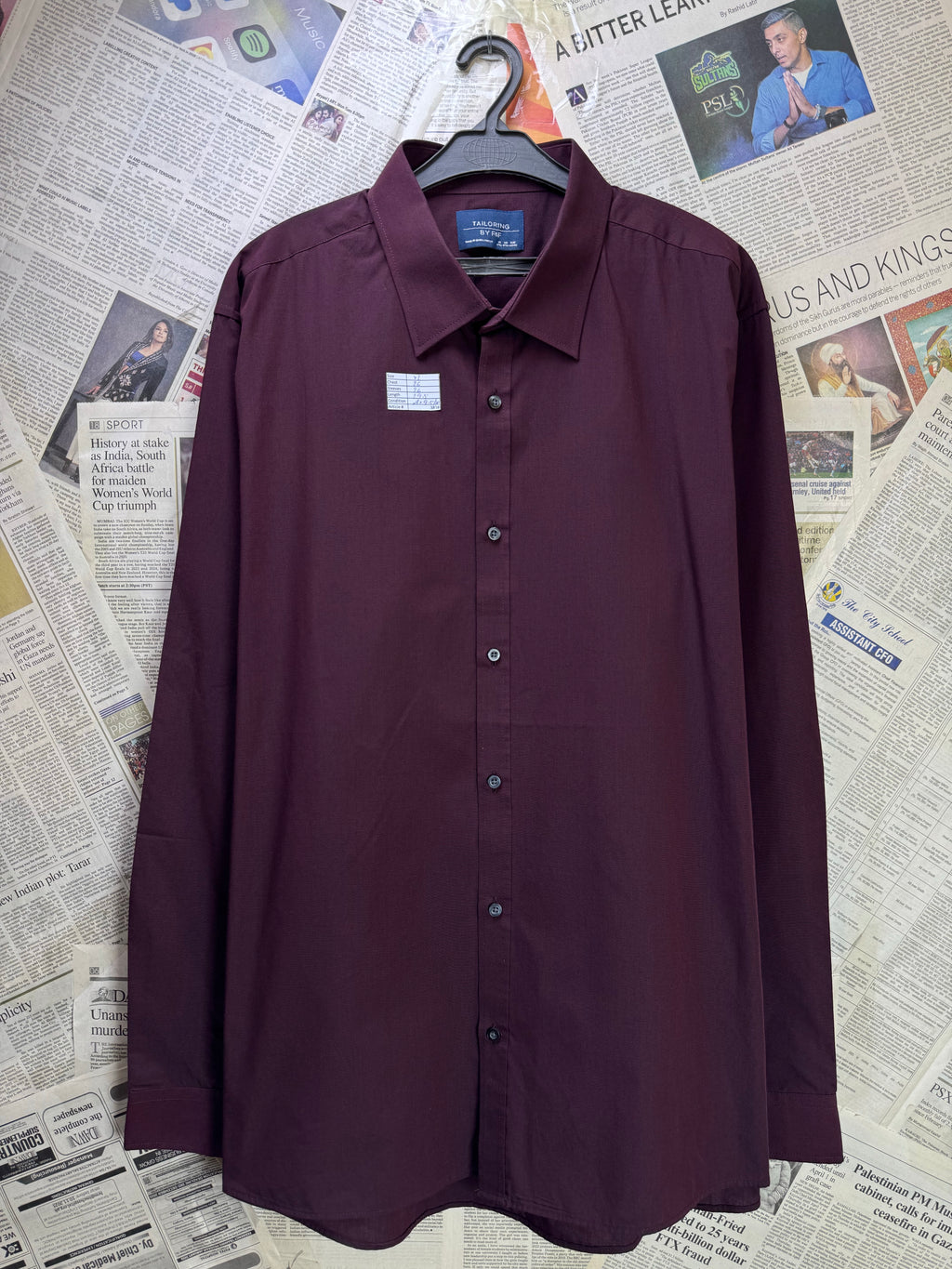 F&F® XL | Chest: 26" | Burgundy | Shirt | Poly - Cotton | 3838 - Genuine Maal