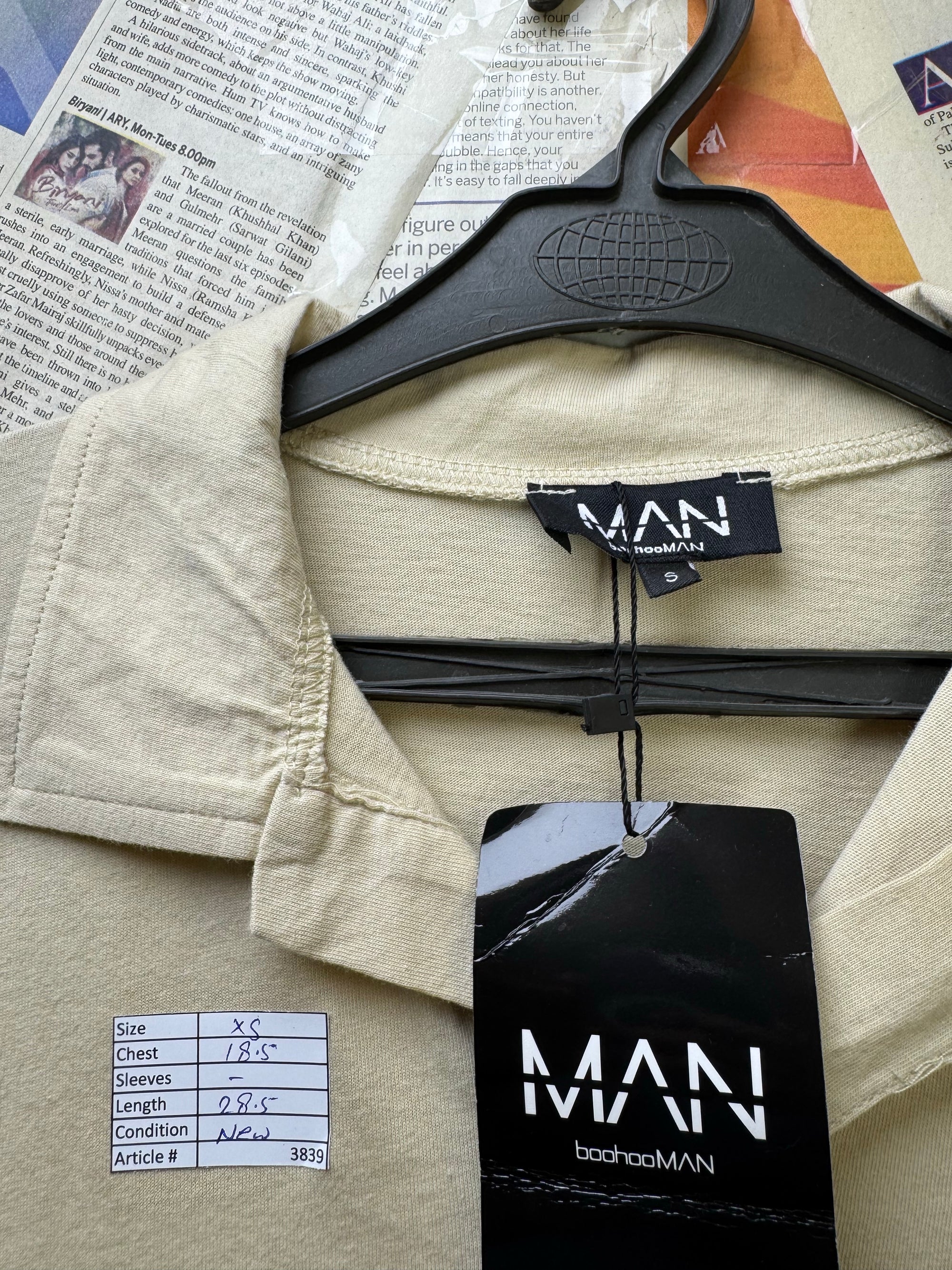 MAN® XS | Chest: 18.5" | Beige | Camp Collar Polo | Cotton | 3839 - Genuine Maal