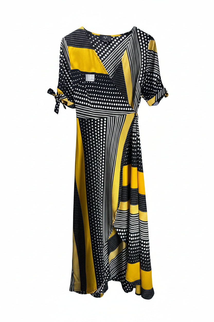 Armani® Small | Bust: 17.5" | Abstract Print | Wrap Maxi Dress | B1 - 5365 - Genuine Maal